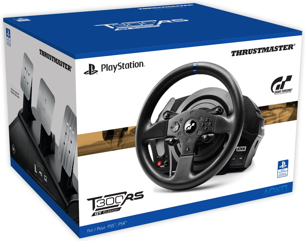 Doos van Thrustmaster T300RS GT Edition race stuur en pedalen voor PS5/PS4.