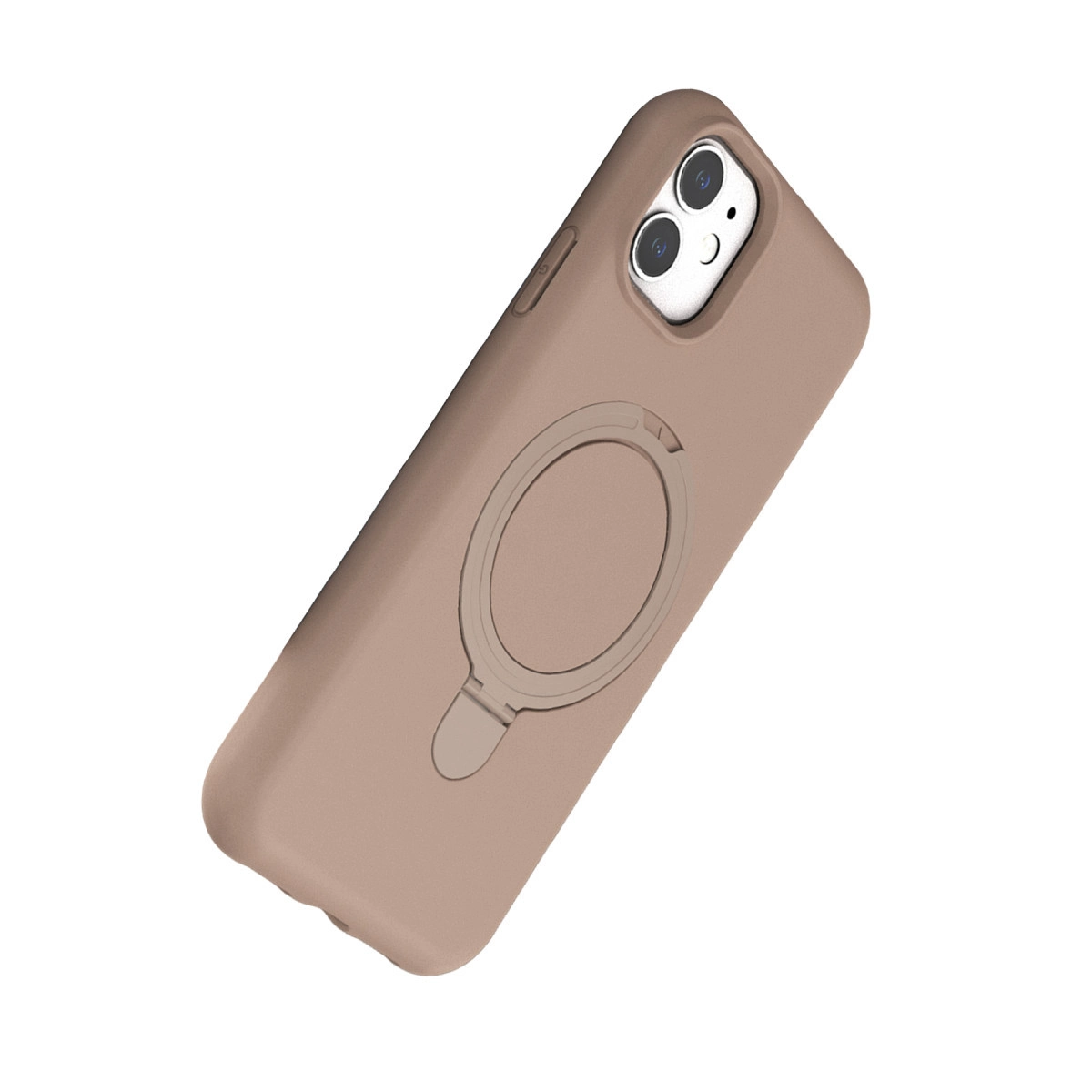 Arkada entegre halkası olan kahverengi telefon kılıfı.