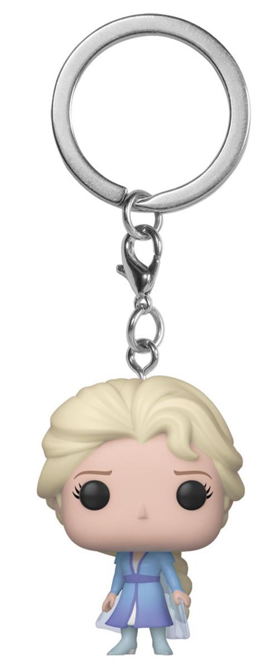 Schlüsselanhänger mit einer Figur von Elsa aus Frozen in einem blauen Kleid.
