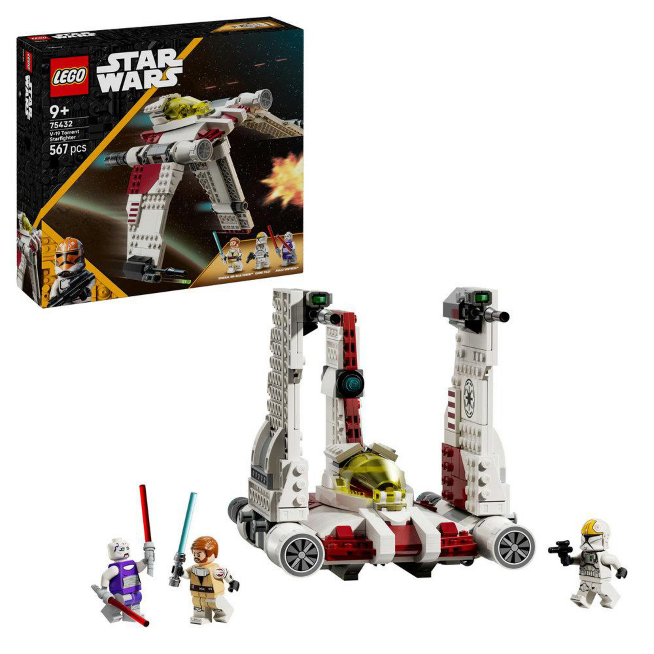 LEGO Star Wars V-19 Torrent Starfighter seti figürler ve kutu ile.