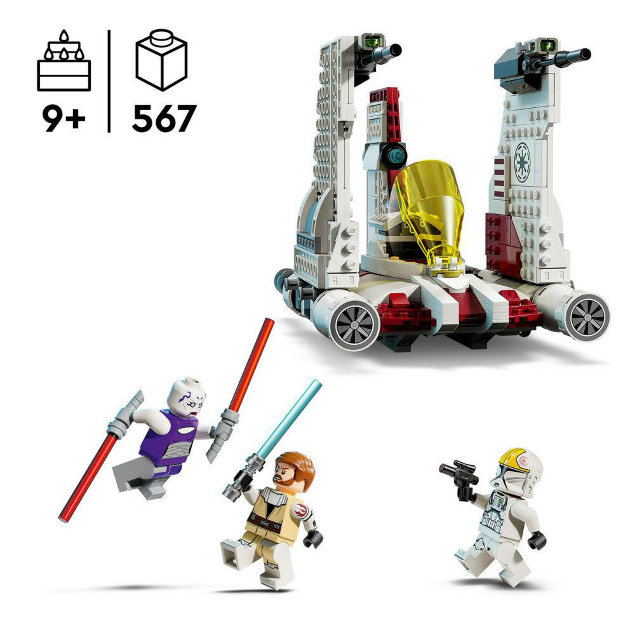 LEGO seti uzay gemisi, Obi-Wan, Anakin ve ışın kılıçlı klon asker.