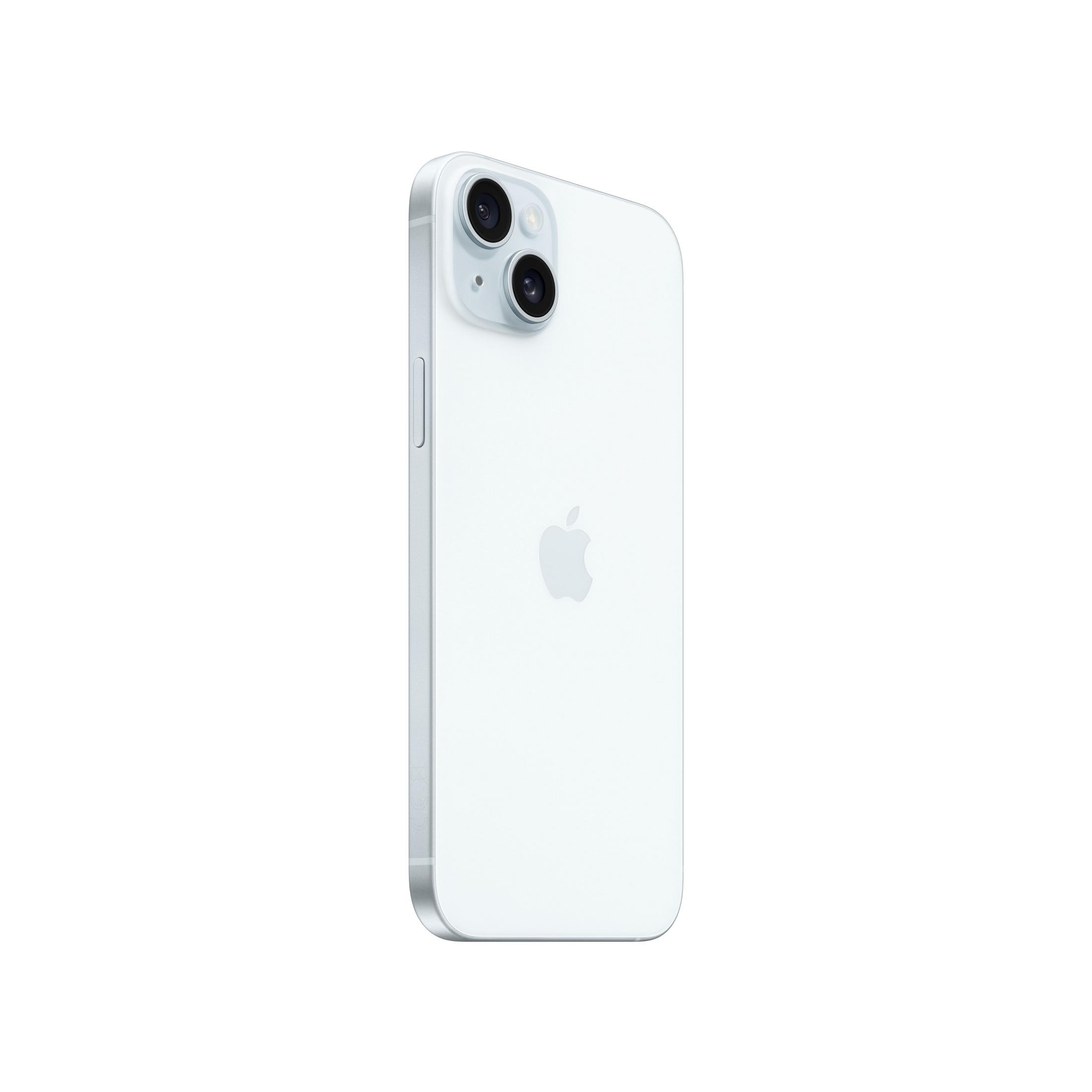 Un iPhone bianco con due obiettivi sulla parte posteriore, su sfondo bianco.