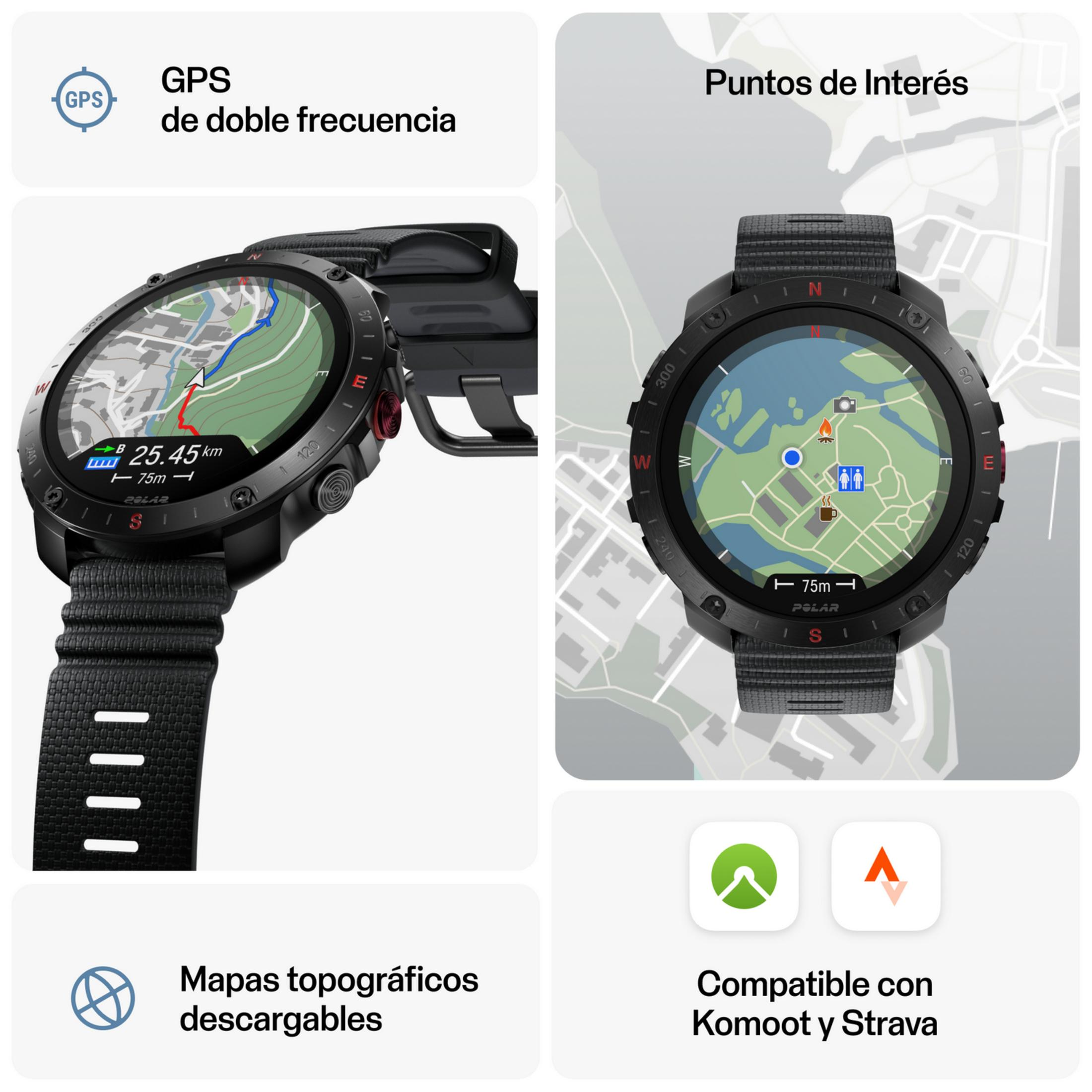 Uno smartwatch che mostra mappe e funzioni GPS.