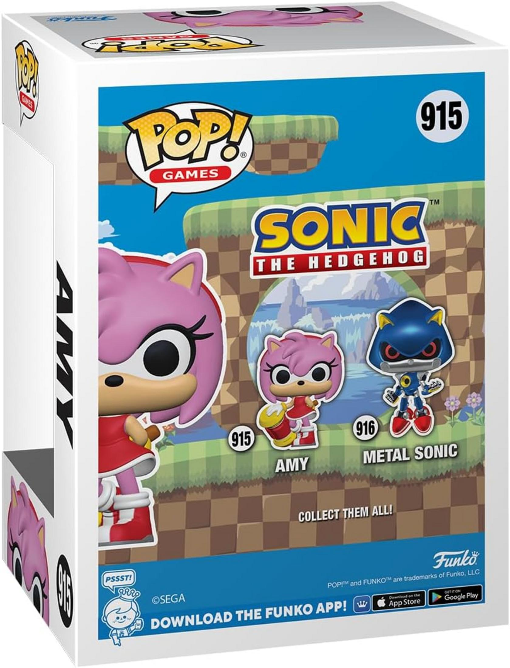 Box Funko Pop! con i personaggi di Sonic the Hedgehog, Amy e Metal Sonic.