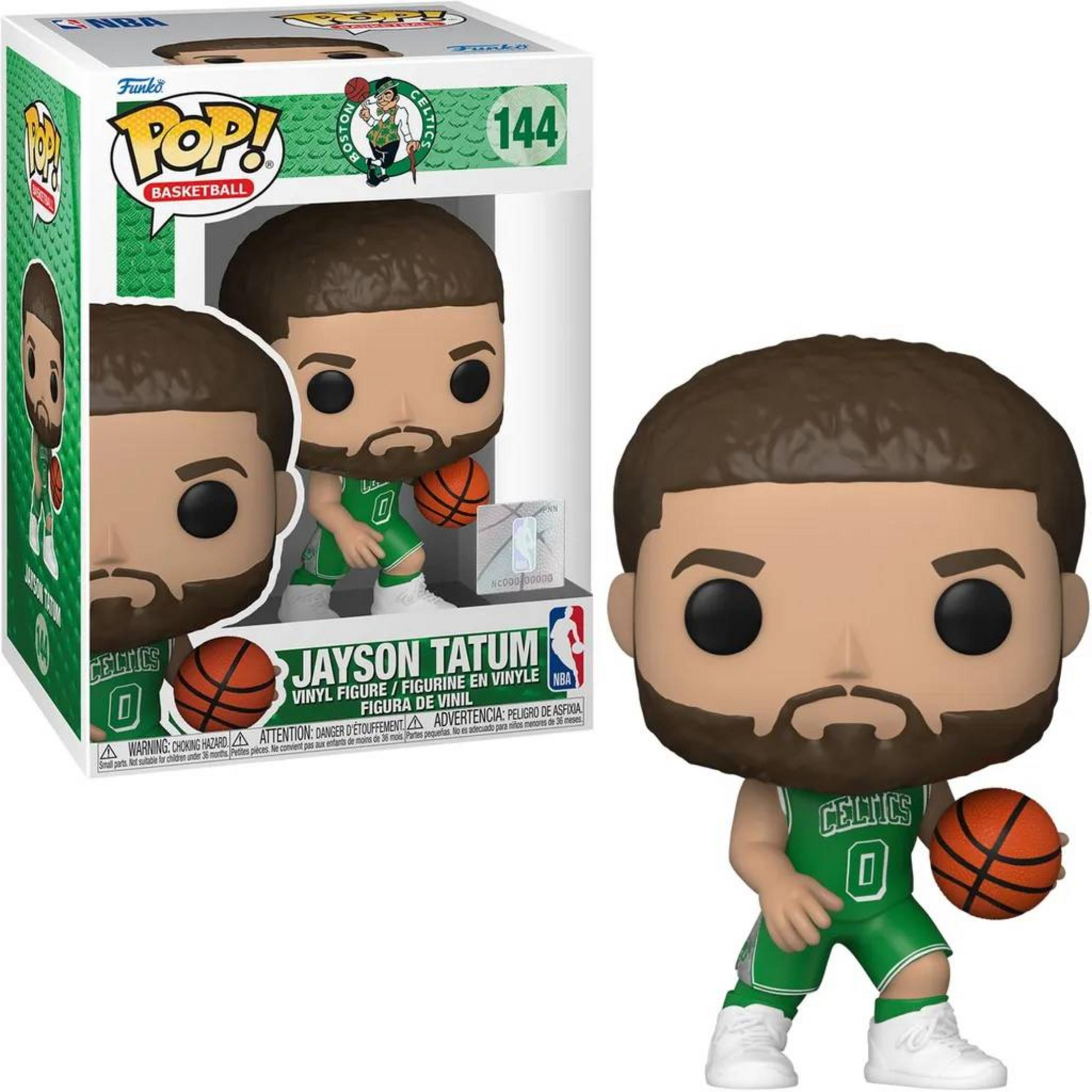 Jayson Tatum Funko Pop! Figur in Celtics-Trikot mit Basketball.