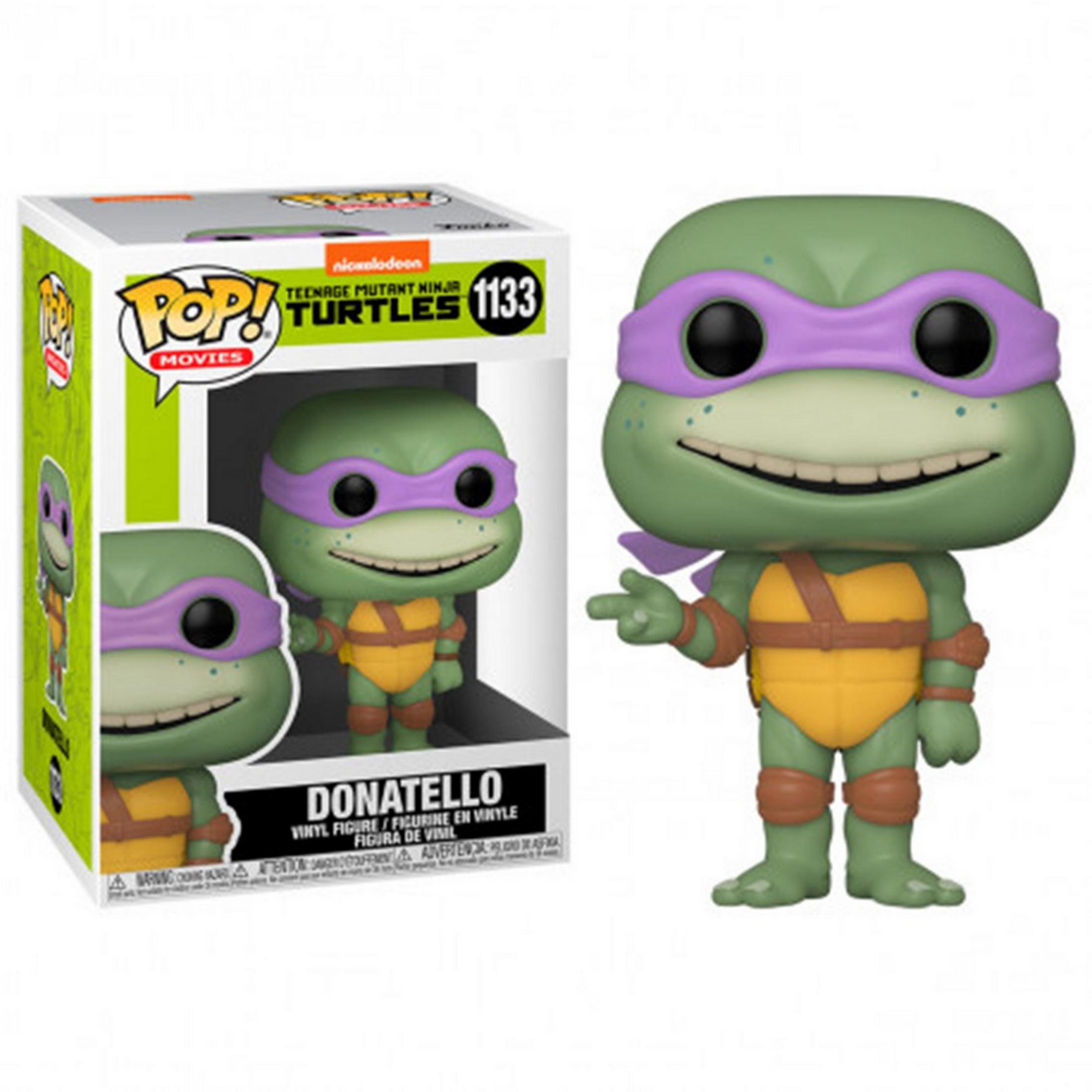 Donatello Funko Pop Figur in Verpackung, grüne Schildkröte mit lila Maske.