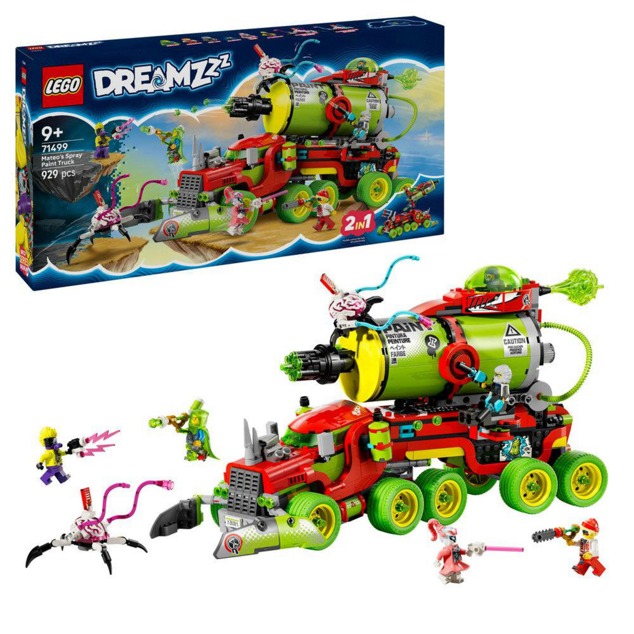 LEGO Dreamzzz Mateo'nun Boya Sprey Kamyonu figürler ve aksesuarlarla.