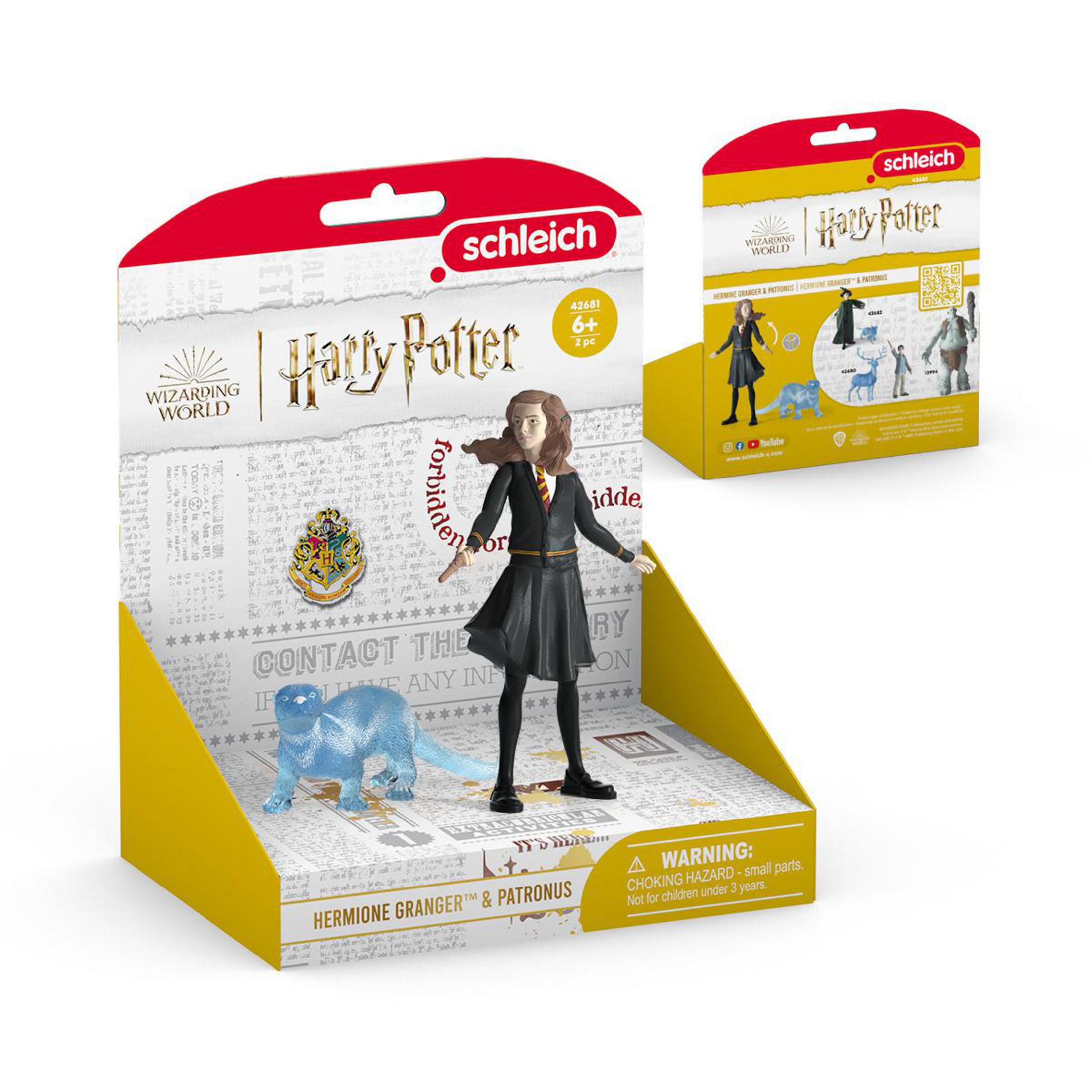 Action figure Schleich Harry Potter: Hermione Granger e il suo Patronus in confezione.