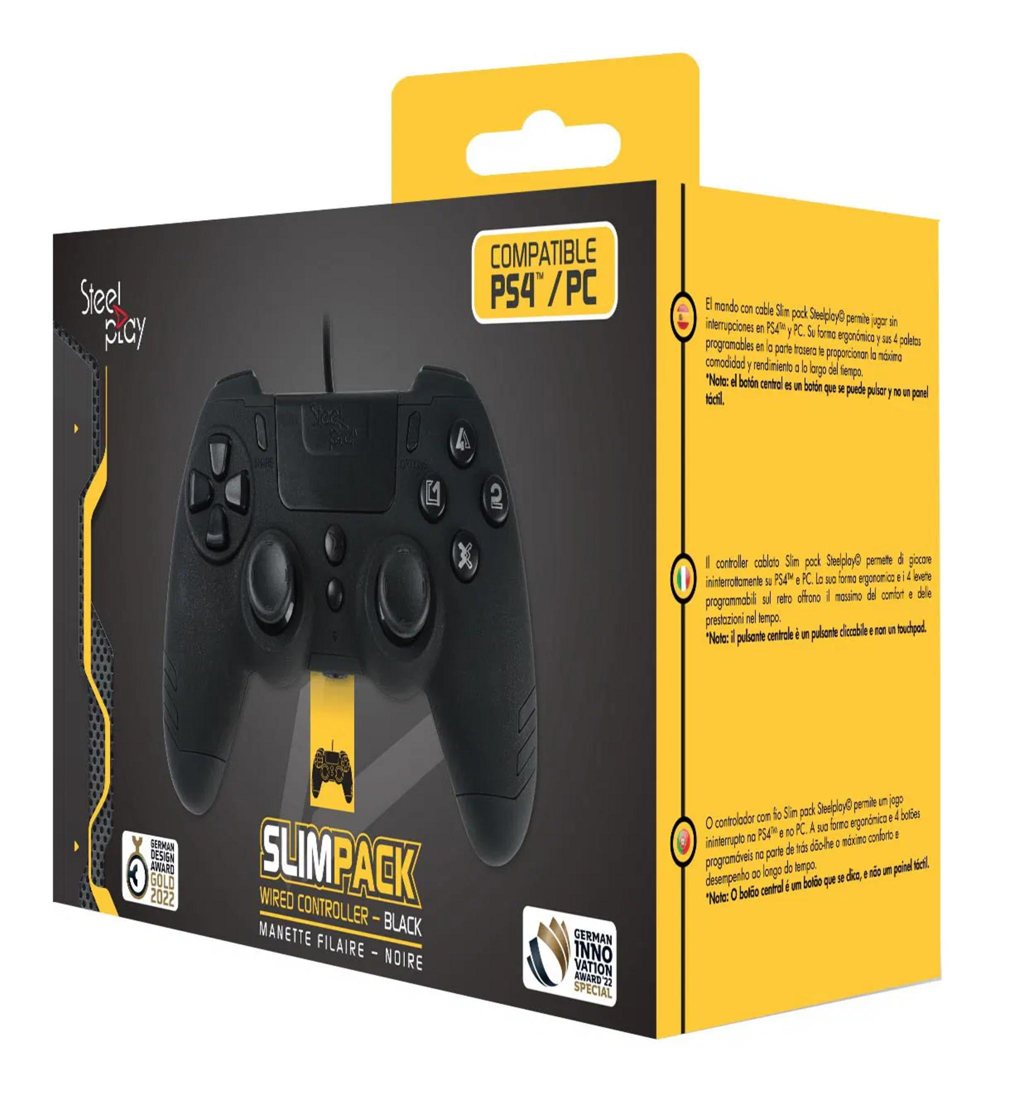 Confezione di un controller nero PS4/PC "Slimpack".