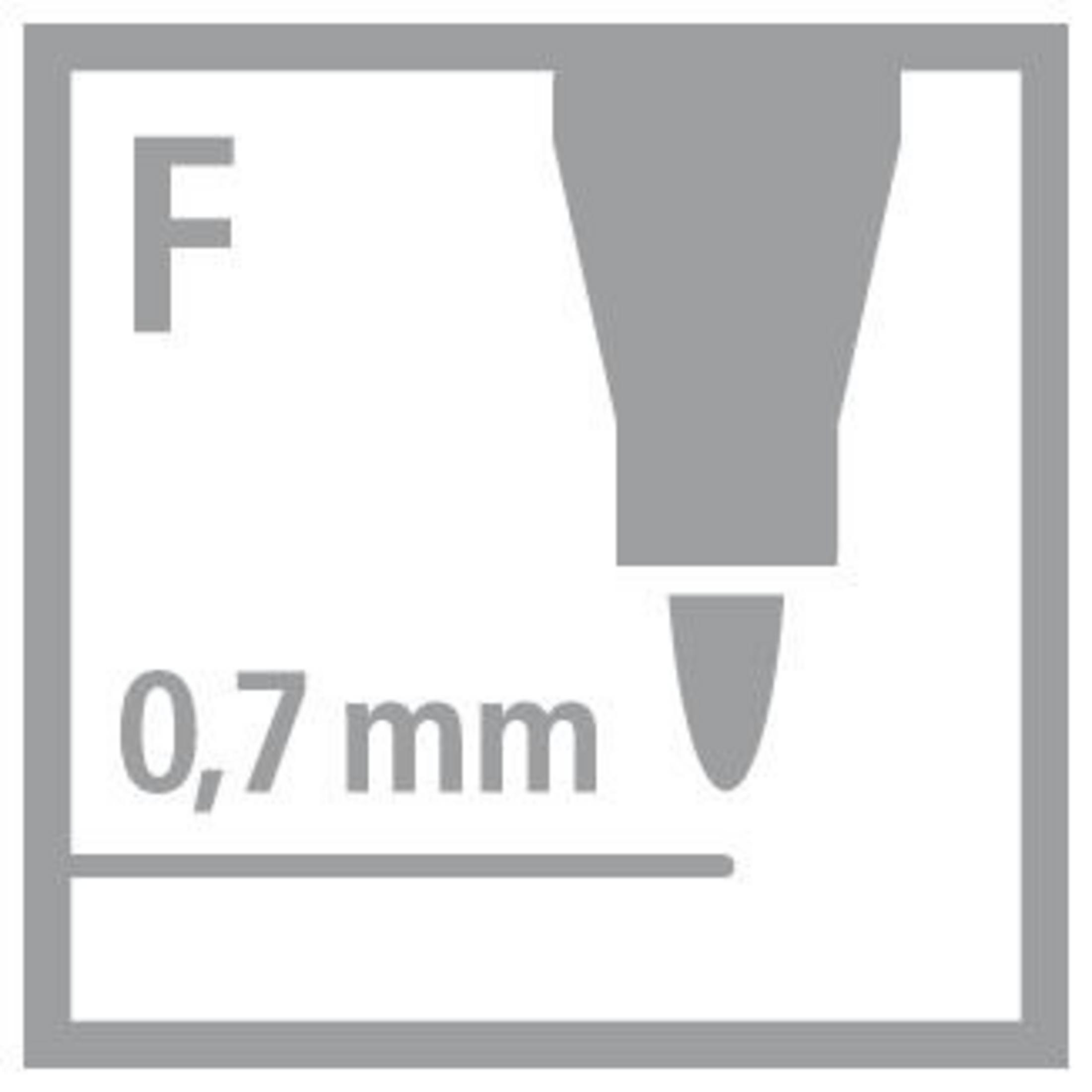 Symbol F mit 0,7 mm Strichstärke. Graues Bild.