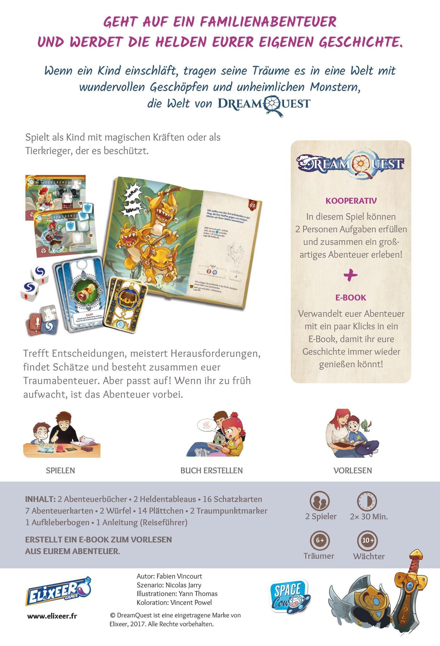 DreamQuest Brettspiel: Familienabenteuer, kooperatives Spiel, E-Book.