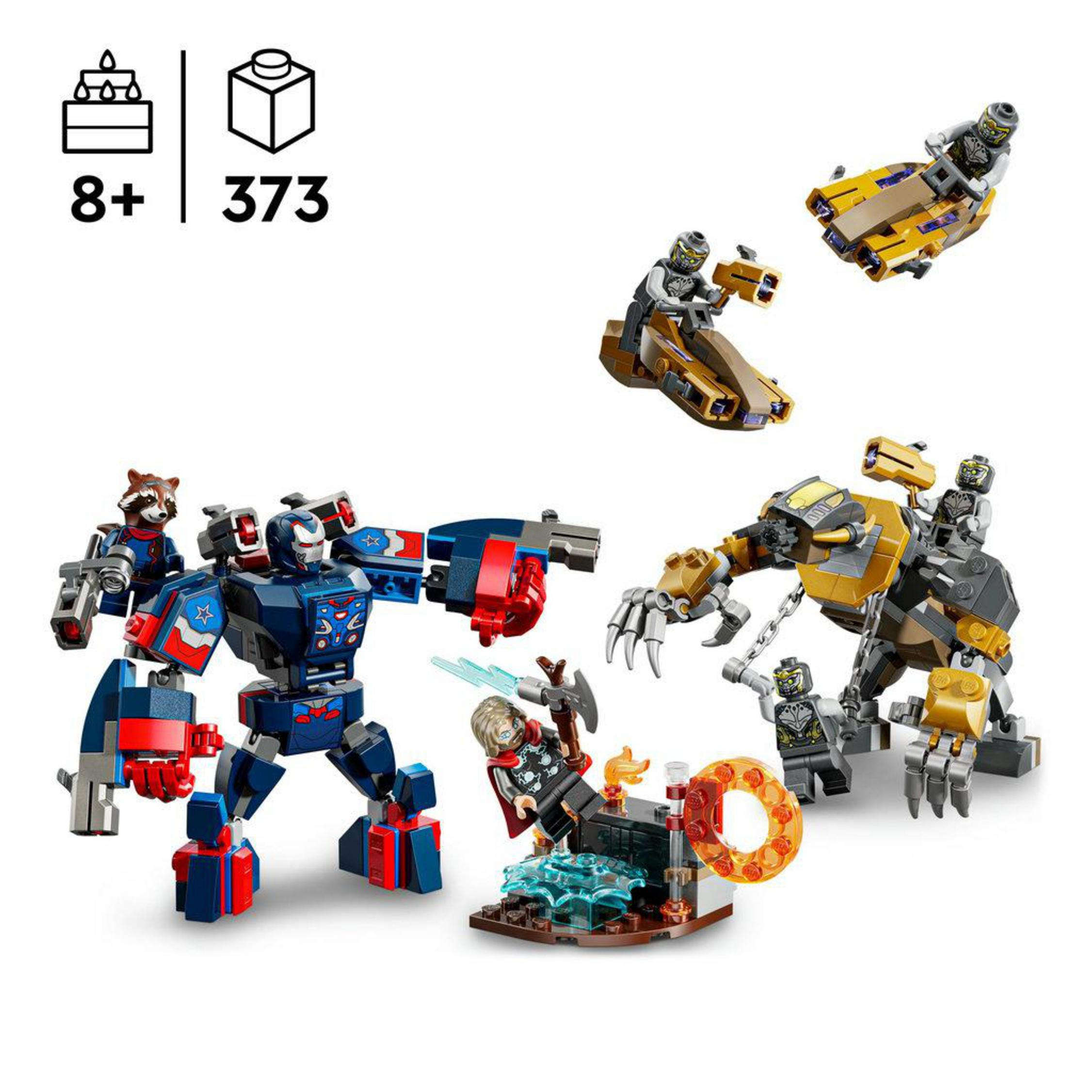 Set LEGO: 8+ anni, 373 pezzi. Include personaggi e veicoli.