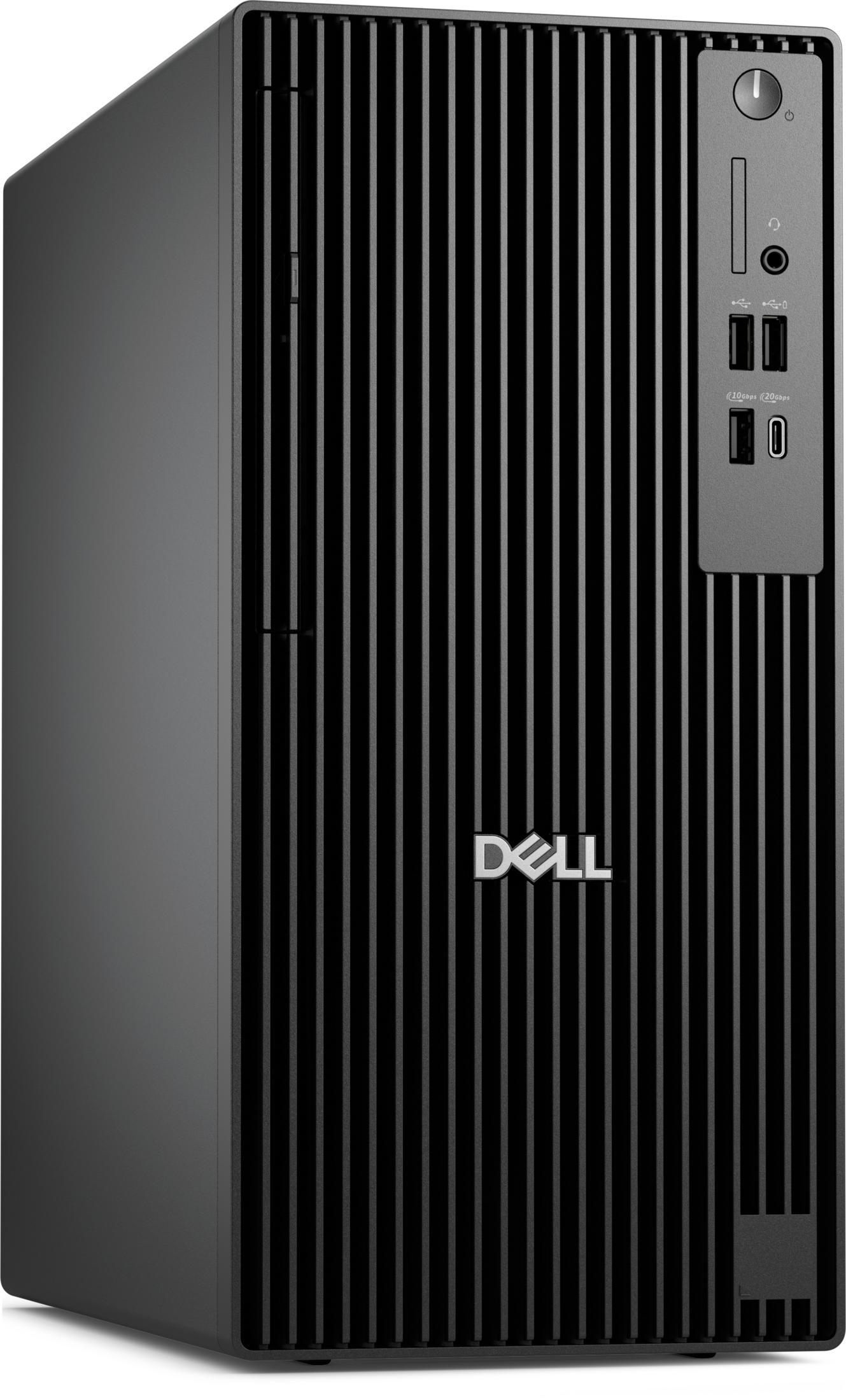Schwarzes Dell Desktop-Gehäuse mit Lüftungsschlitzen und Anschlüssen.