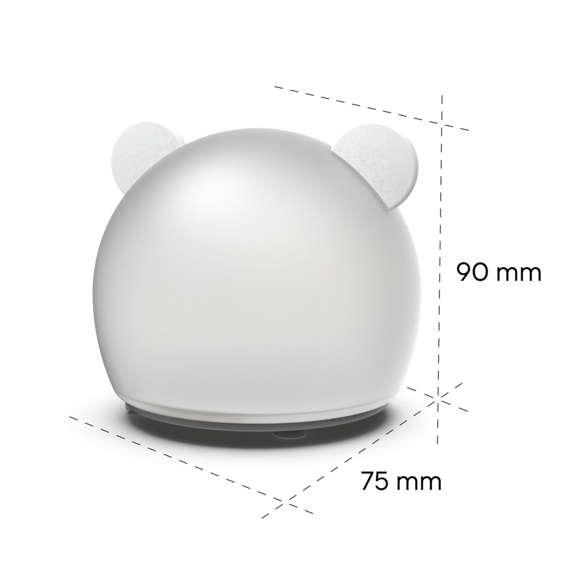 Weiße Bärenlampe, 90mm hoch und 75mm breit.