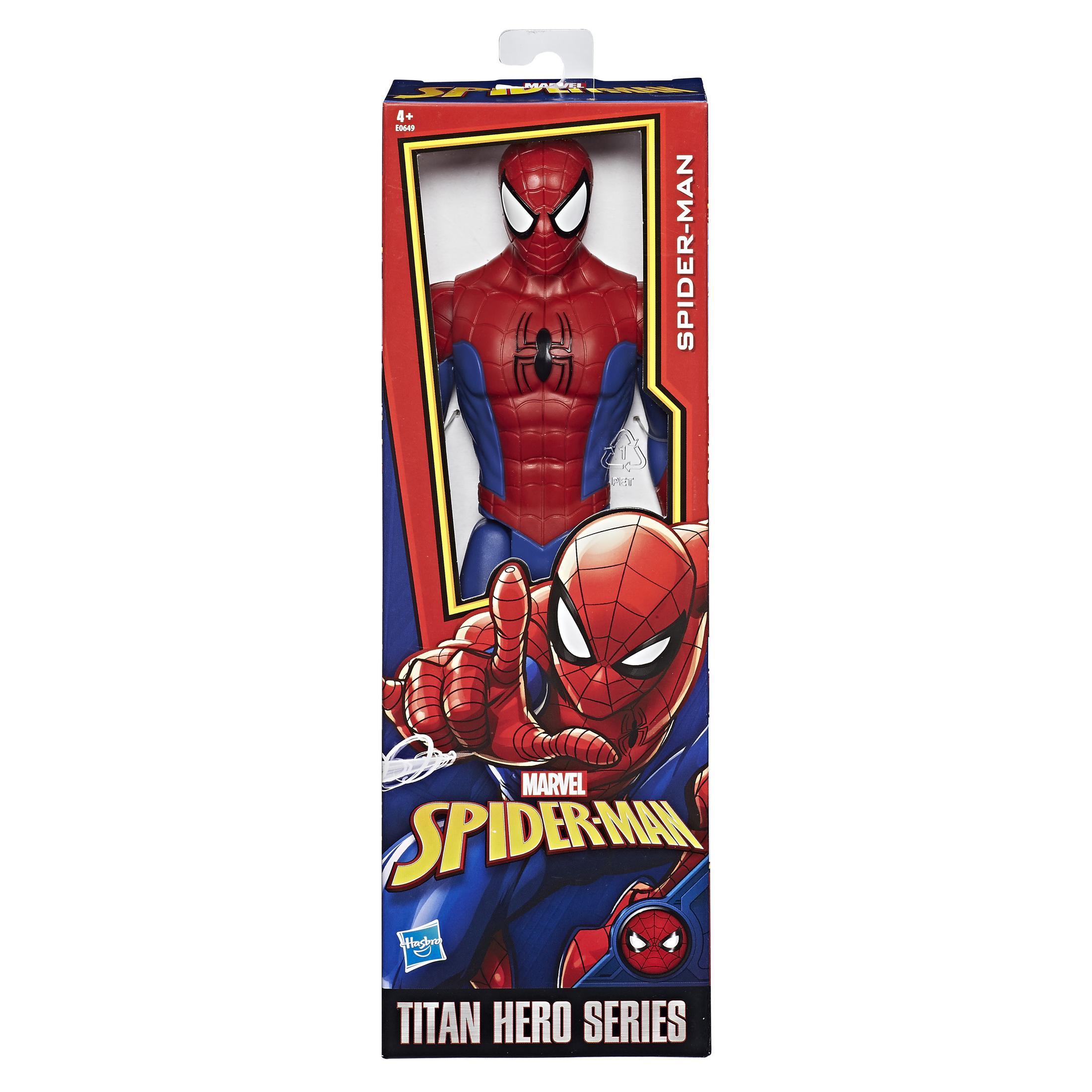 Verpackung einer Spider-Man-Actionfigur mit Hasbro Titan Hero Series.