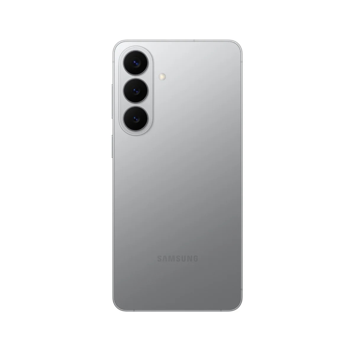 Retro di uno smartphone Samsung argentato con tre fotocamere e un flash.