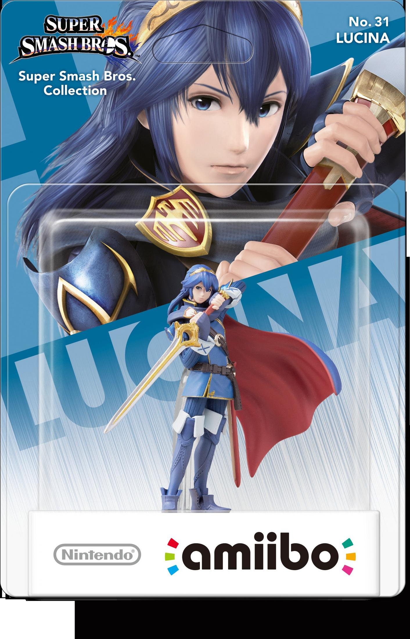 Figur von Lucina aus Super Smash Bros. in OVP mit Schwert und rotem Umhang.