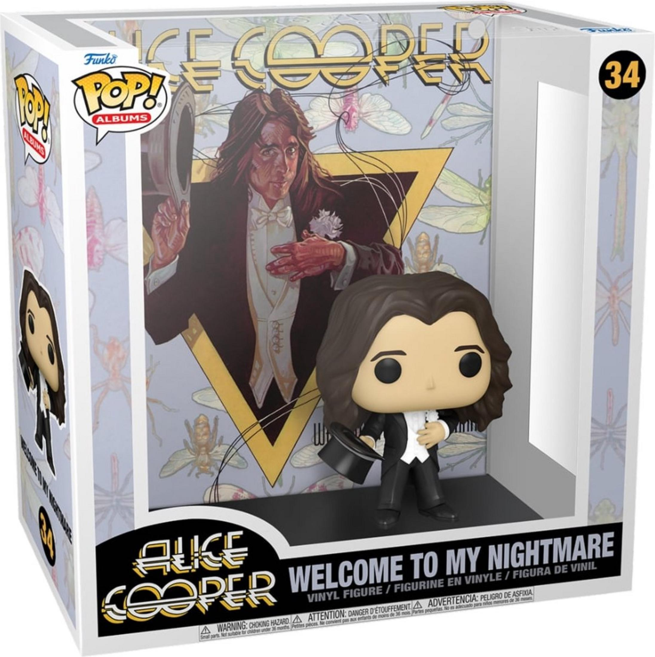Alice Cooper Vinyl Figur auf "Welcome to My Nightmare" Album-Box mit Insektendesign.