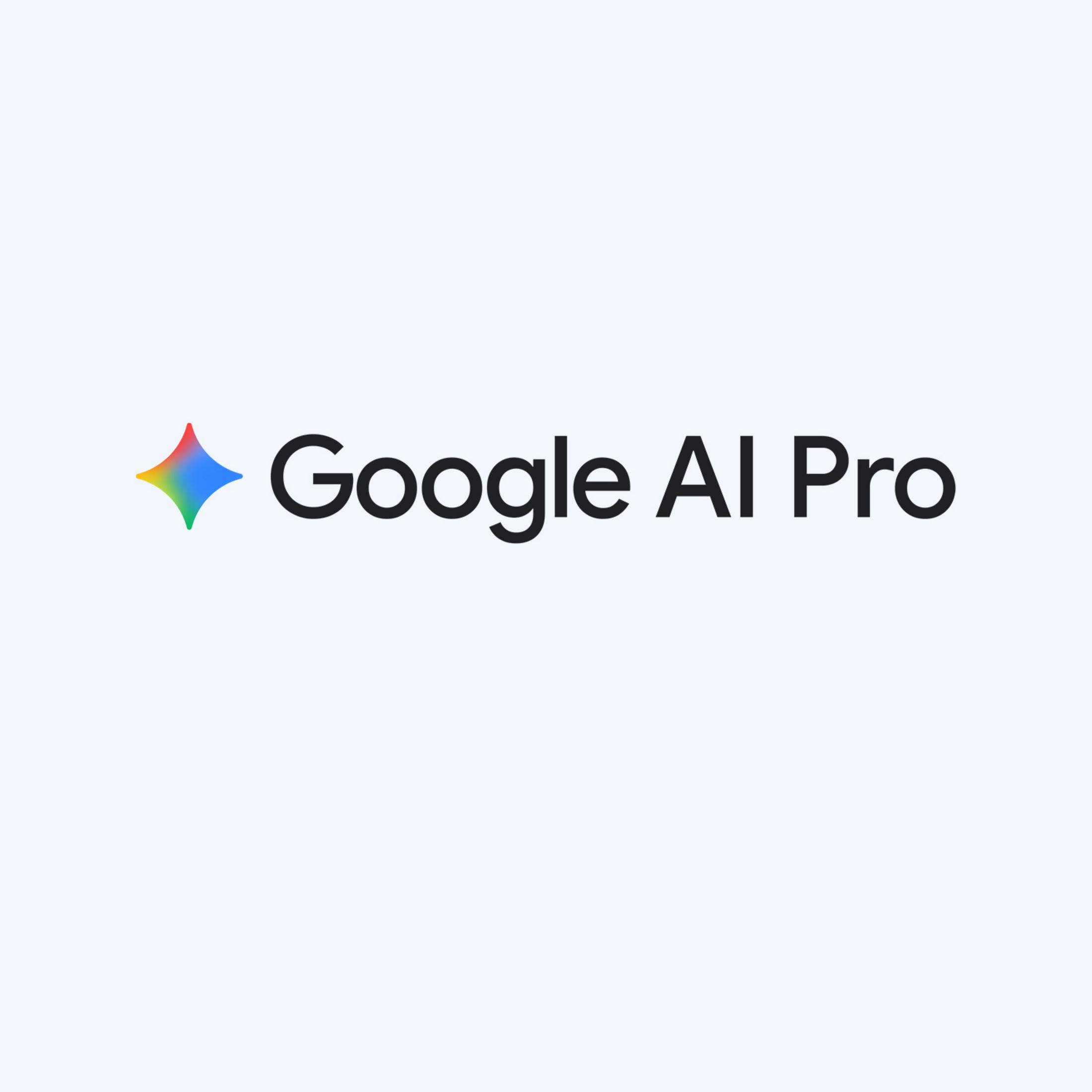 Logo Google AI Pro con stella colorata e testo nero.