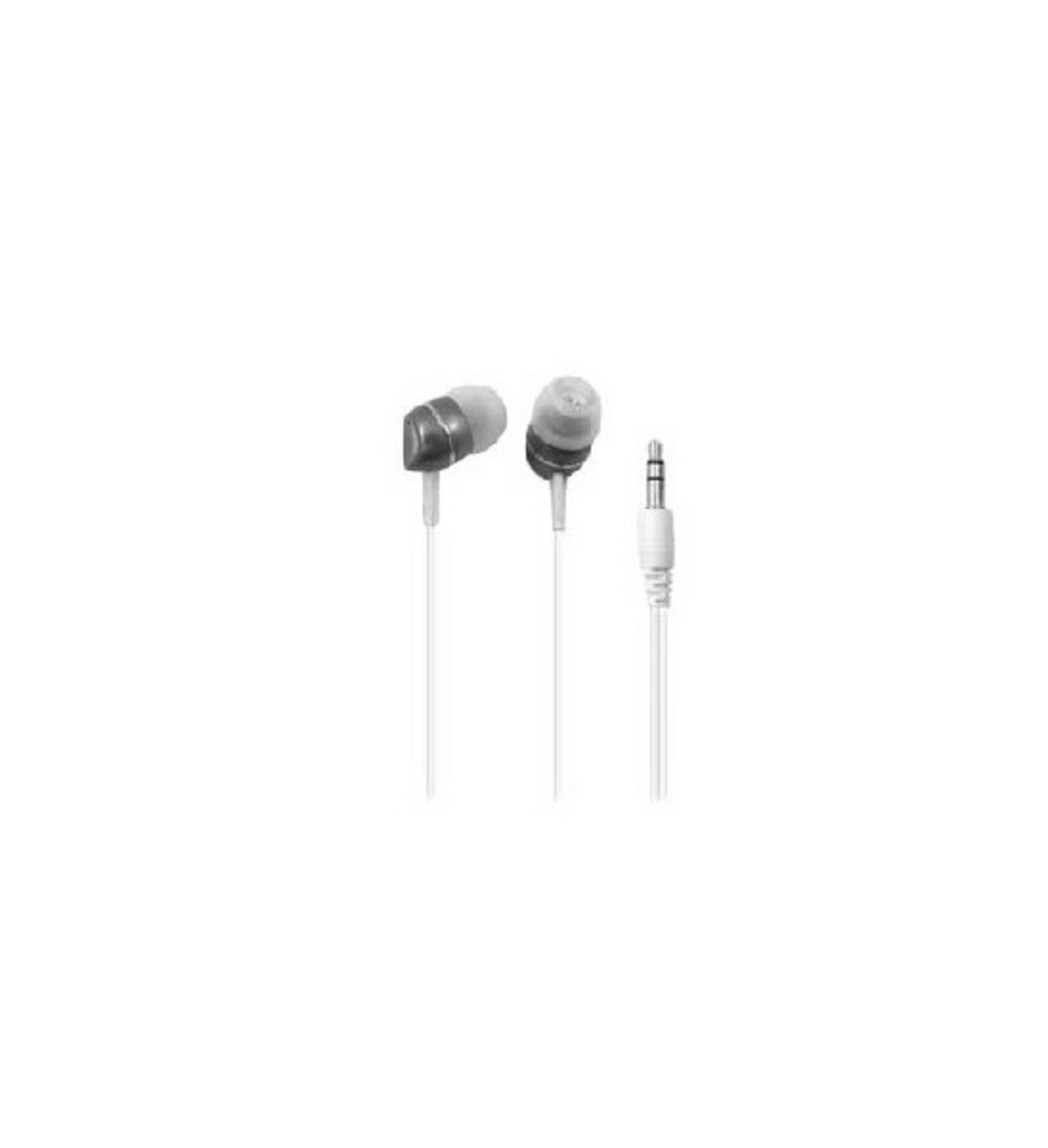 Auriculares blancos in-ear con conector jack de 3,5 mm.