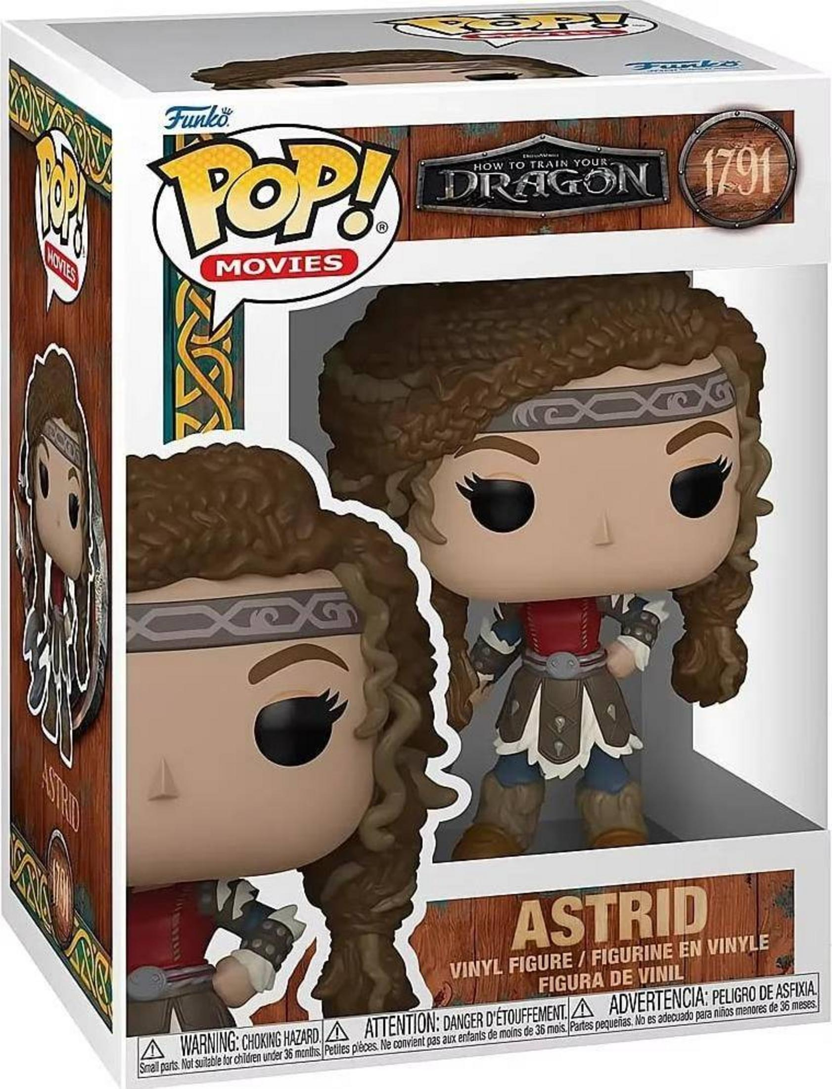Figura Funko Pop! de Astrid de Cómo entrenar a tu dragón, con pelo castaño y atuendo vikingo.