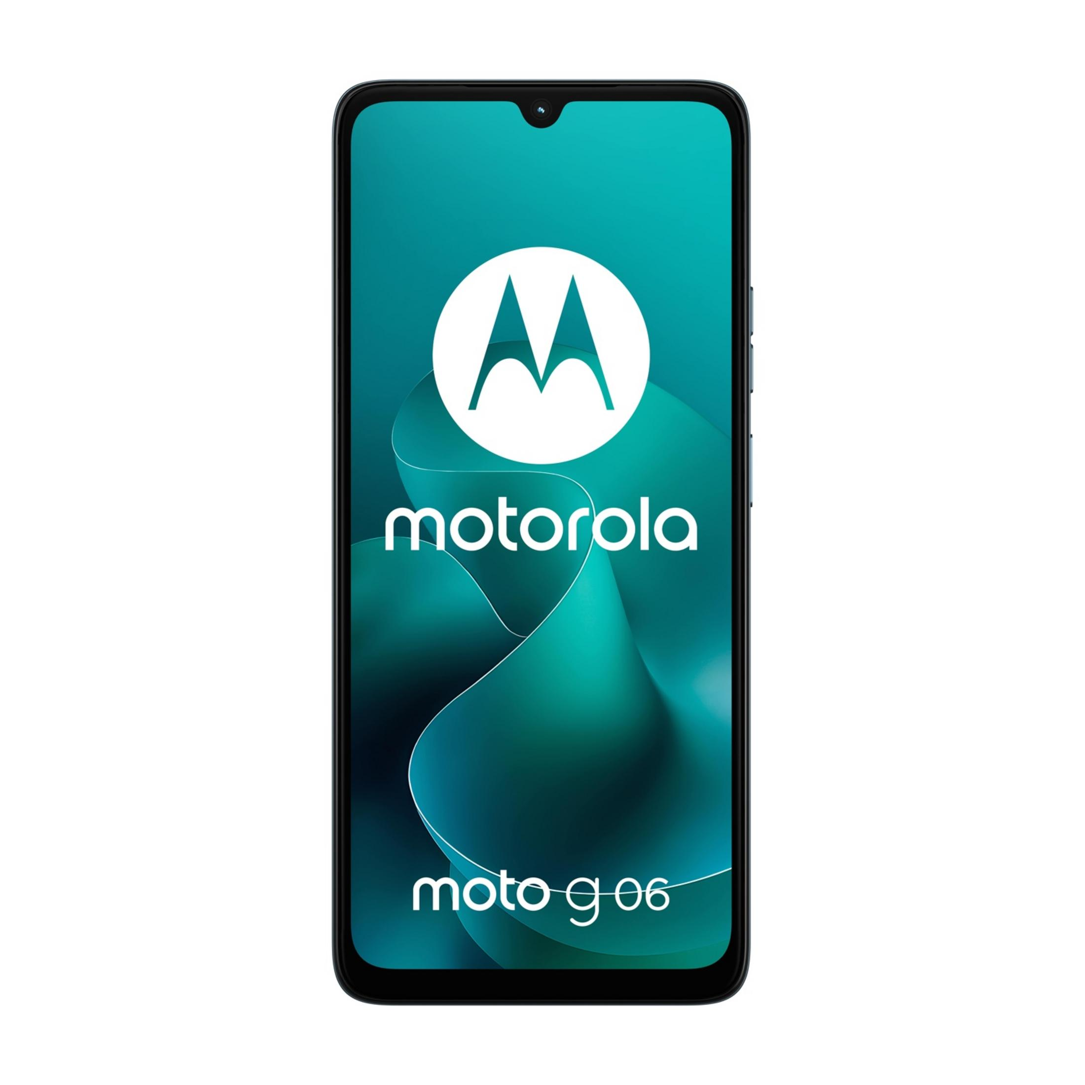 Ein Motorola Moto G06 Smartphone mit dem Motorola-Logo und dem Schriftzug "moto g06".