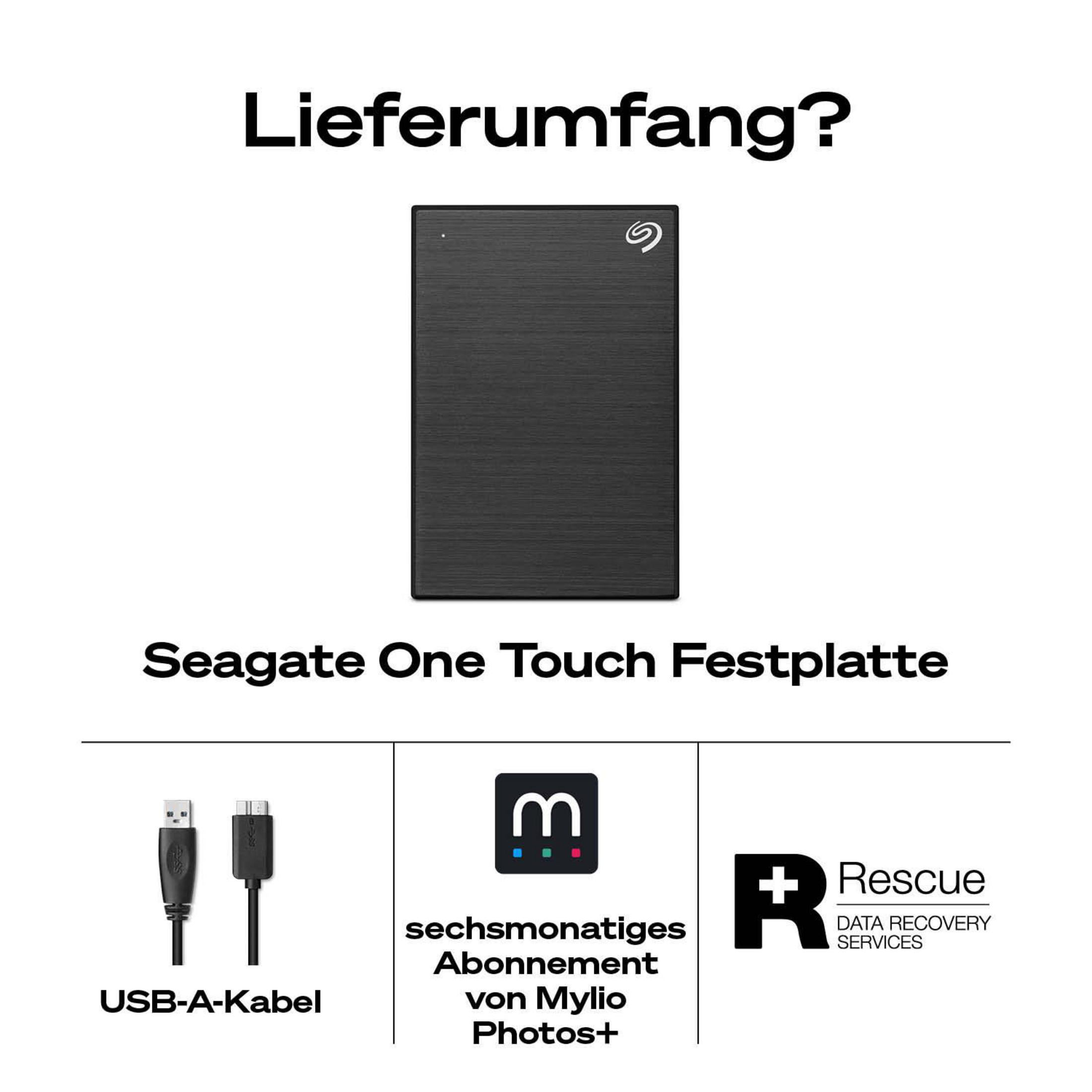 HDD Seagate One Touch con cavo USB-A, Mylio Photos+ e Rescue