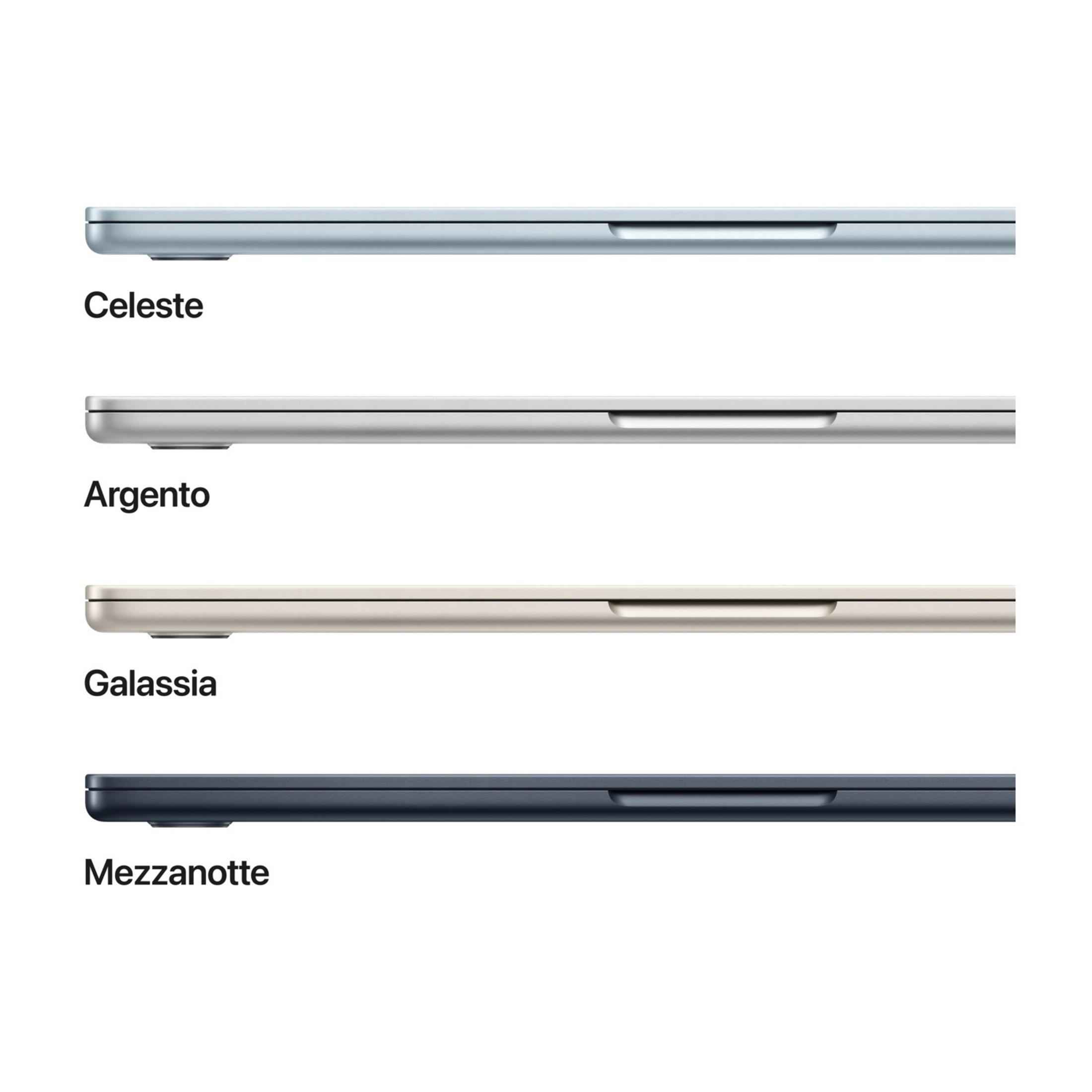 Quattro laptop in diversi colori: azzurro, argento, oro e blu notte.
