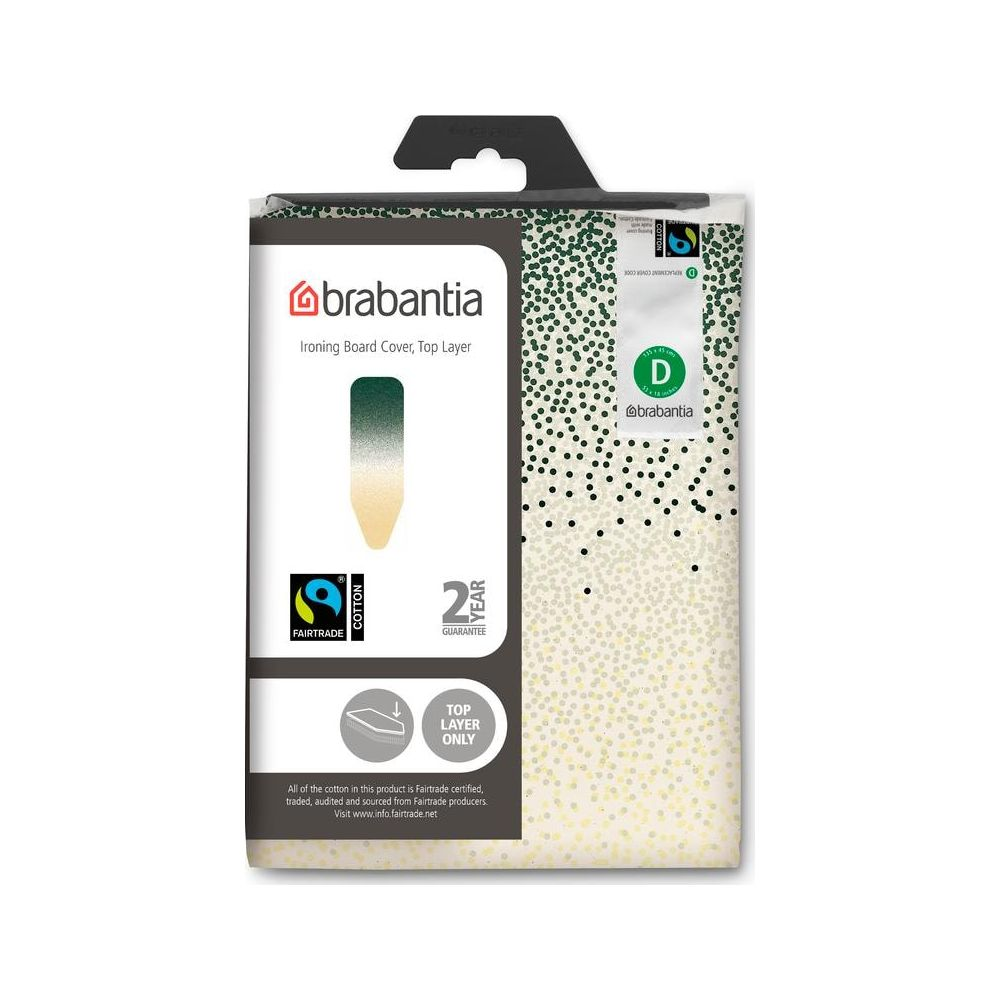 Housse de planche à repasser Brabantia, couche supérieure, coton Fairtrade, 2 ans.