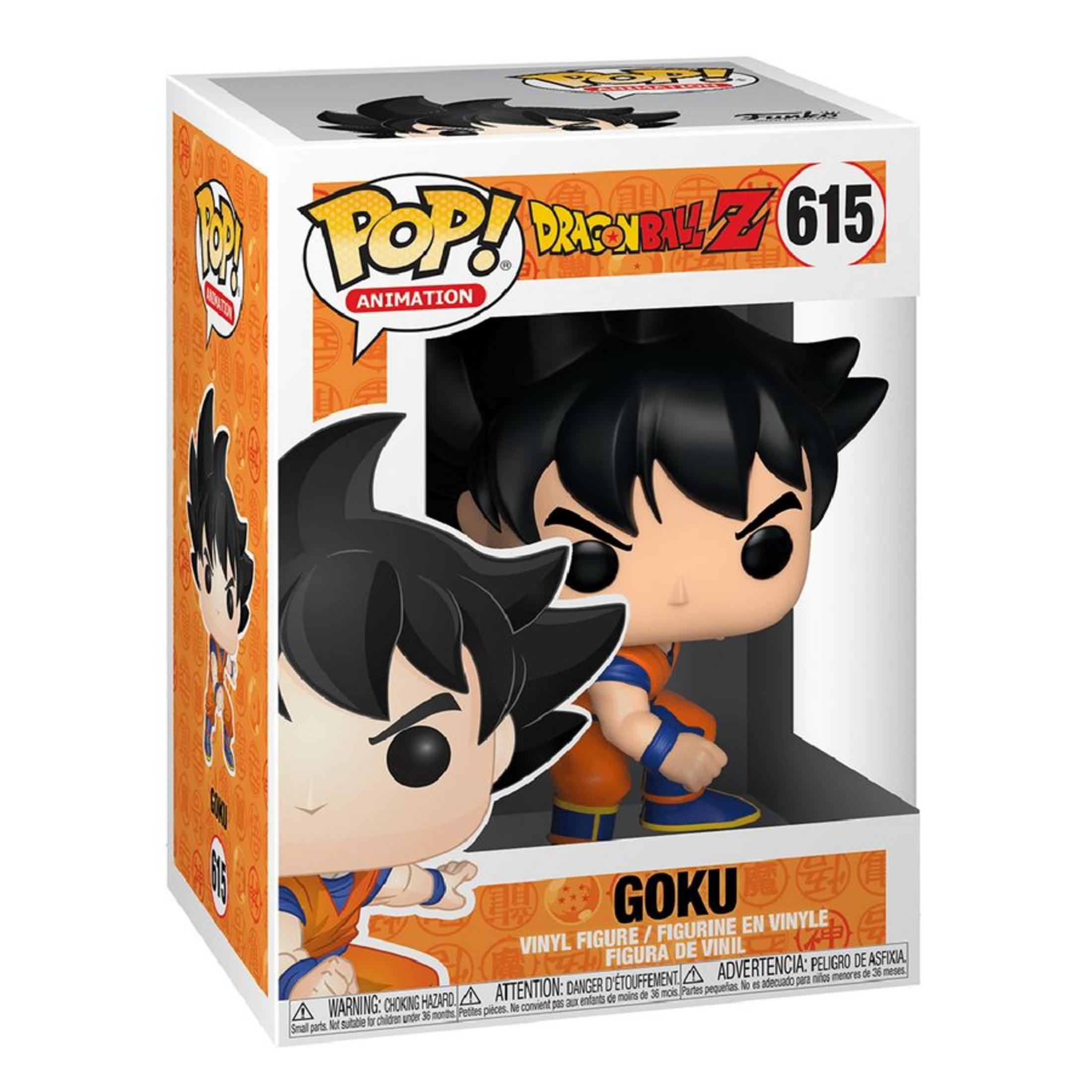 Figura Pop! di Goku di Dragon Ball Z in una scatola con avvisi.