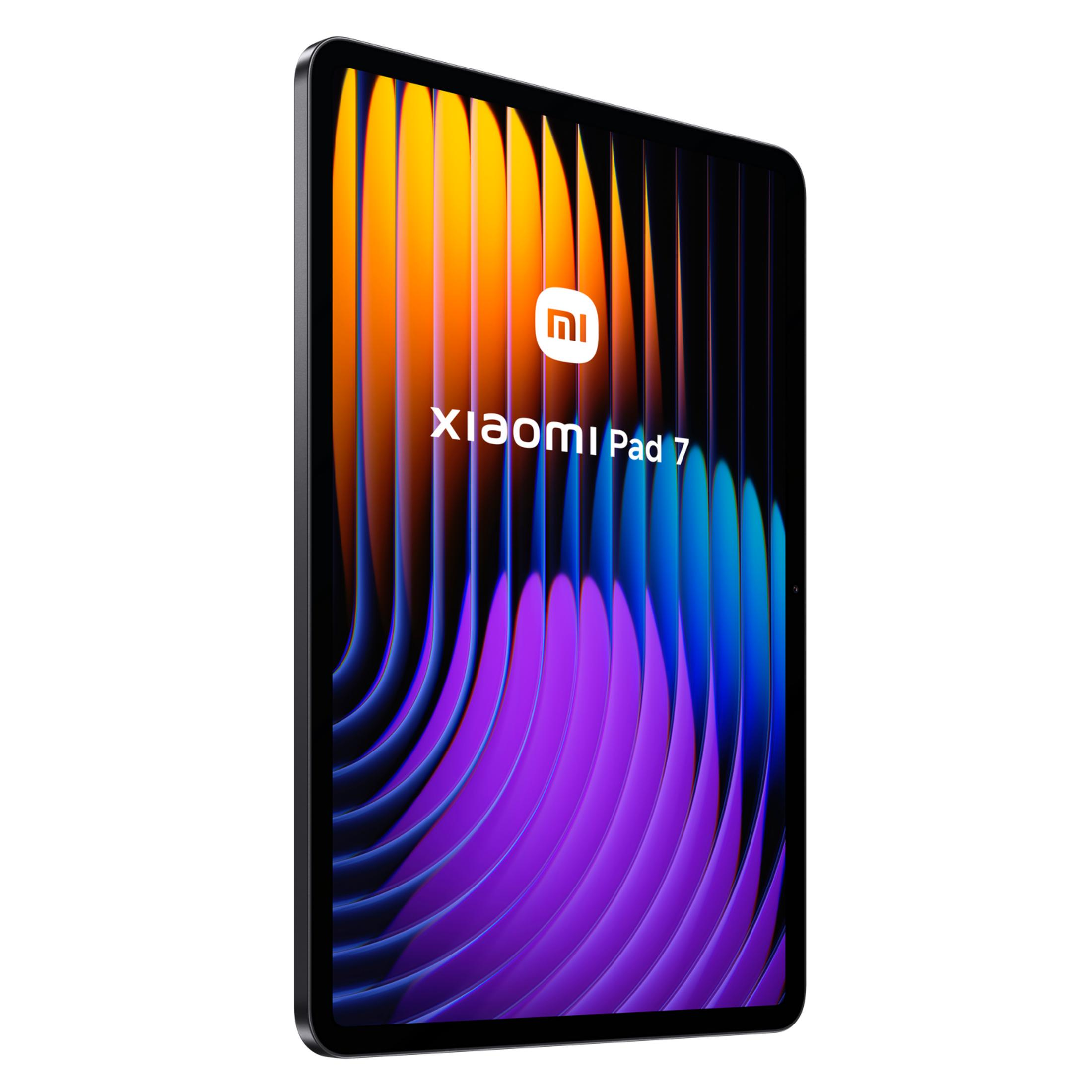 Una tablet Xiaomi Pad 7 con un fondo abstracto y colorido.