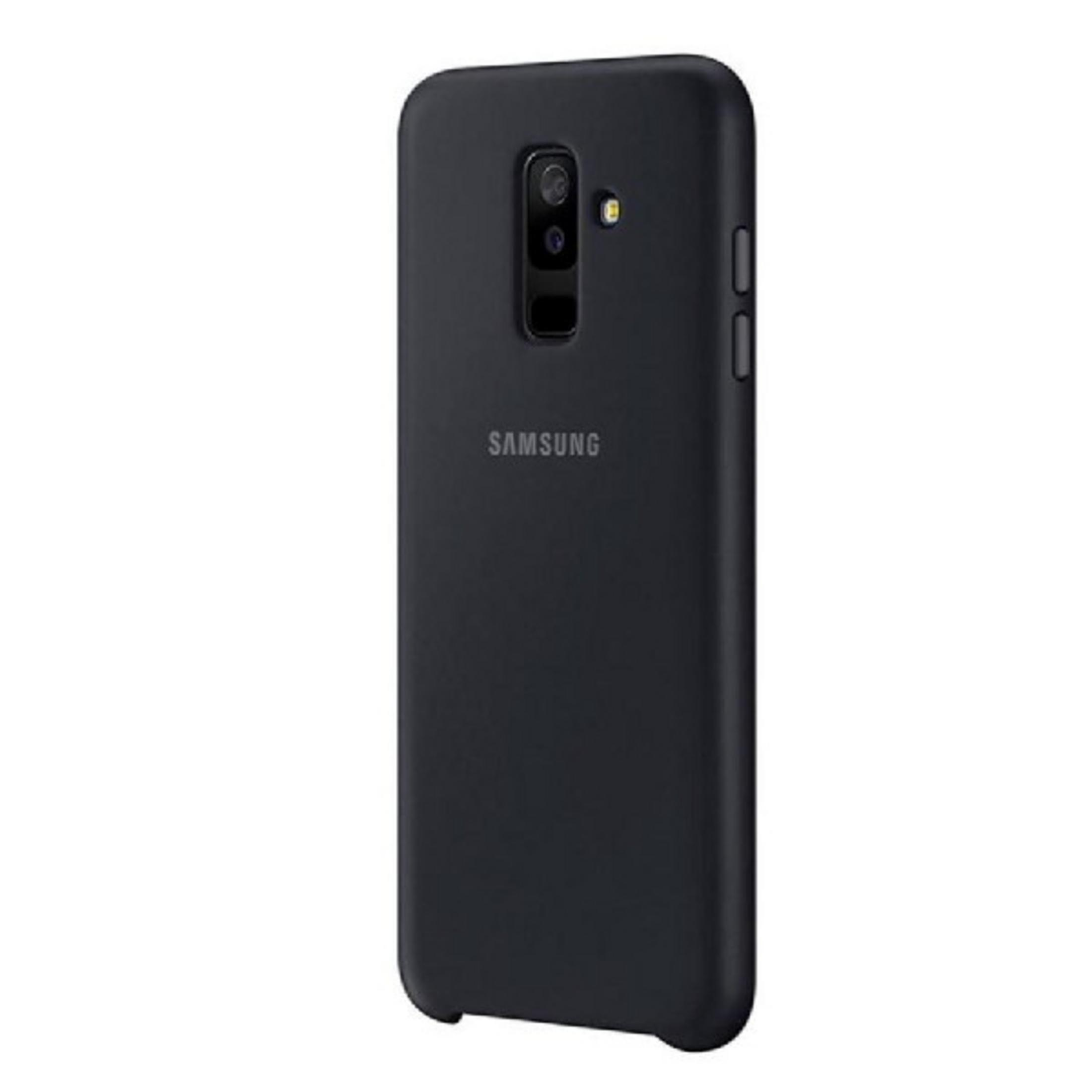 Custodia Samsung grigio scuro con ritaglio doppia fotocamera.