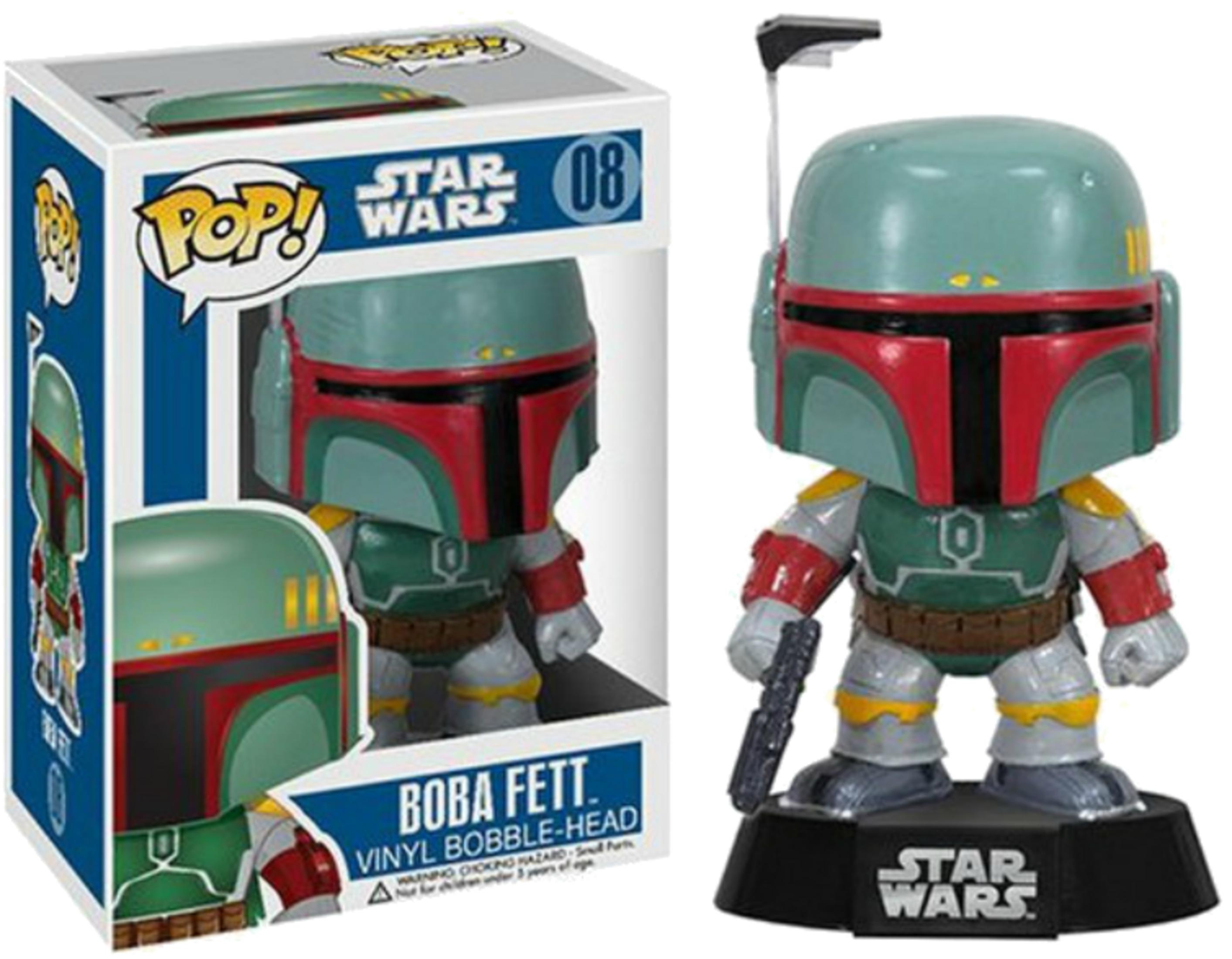 Action figure Funko Pop! Boba Fett con confezione e logo Star Wars.