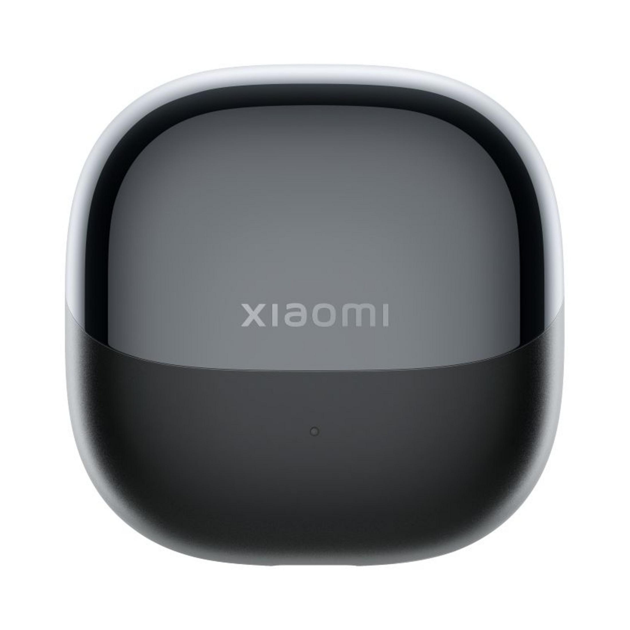 Custodia di ricarica Xiaomi nera con parte superiore lucida e inferiore opaca.