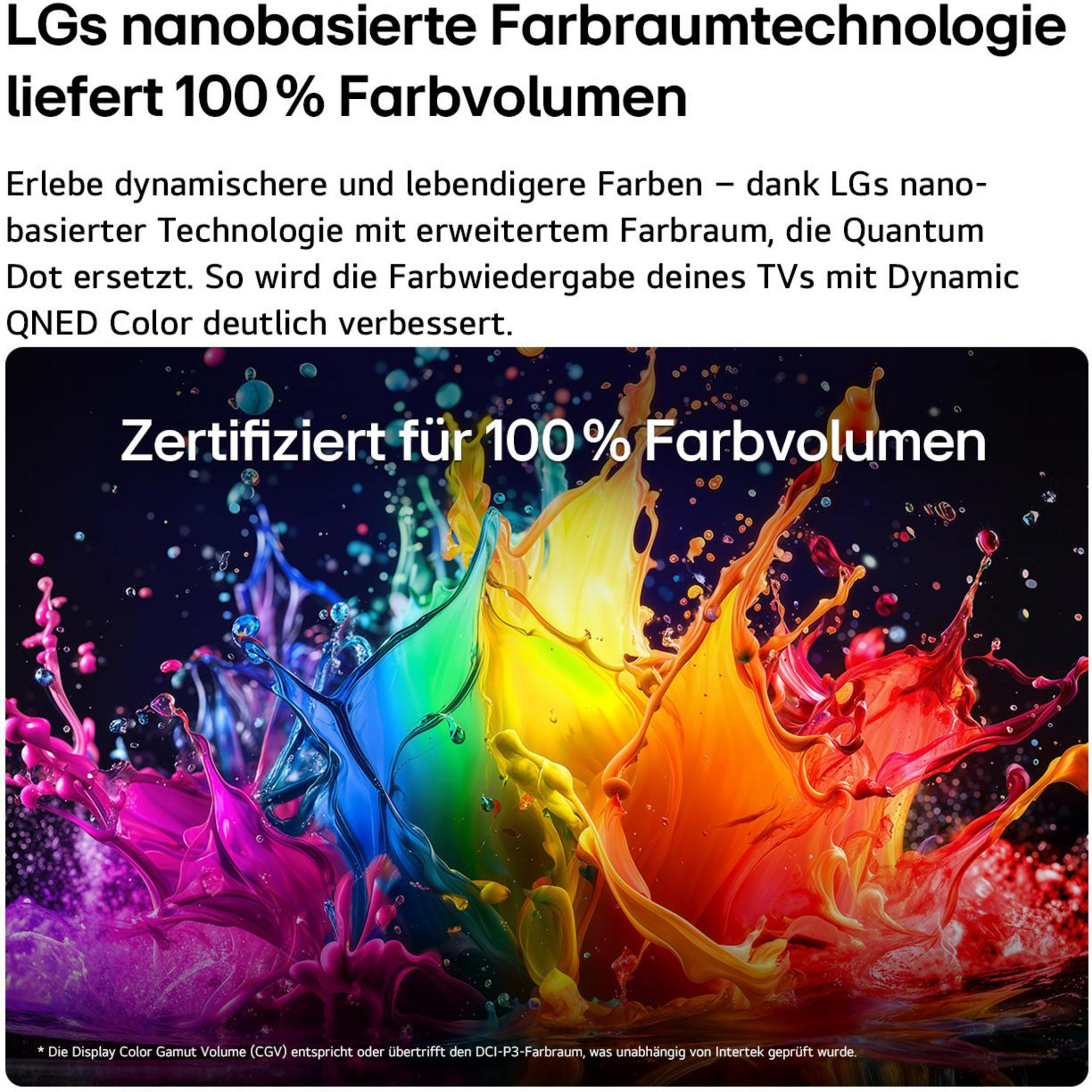 Esplosione di vernice colorata con la tecnologia Nano di LG, certificata per il 100% di volume colore.