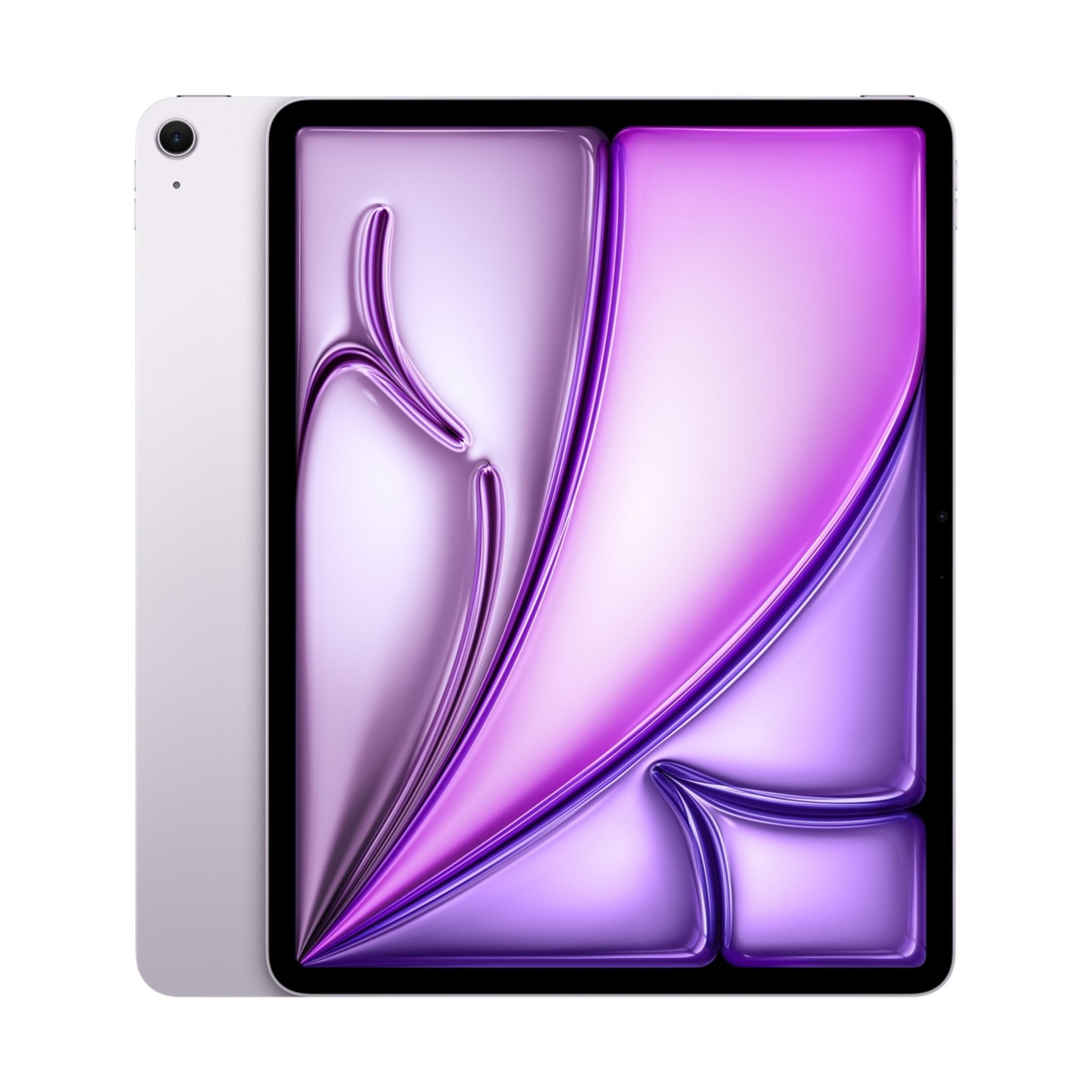 Un tablet viola con uno sfondo viola astratto sul suo schermo.