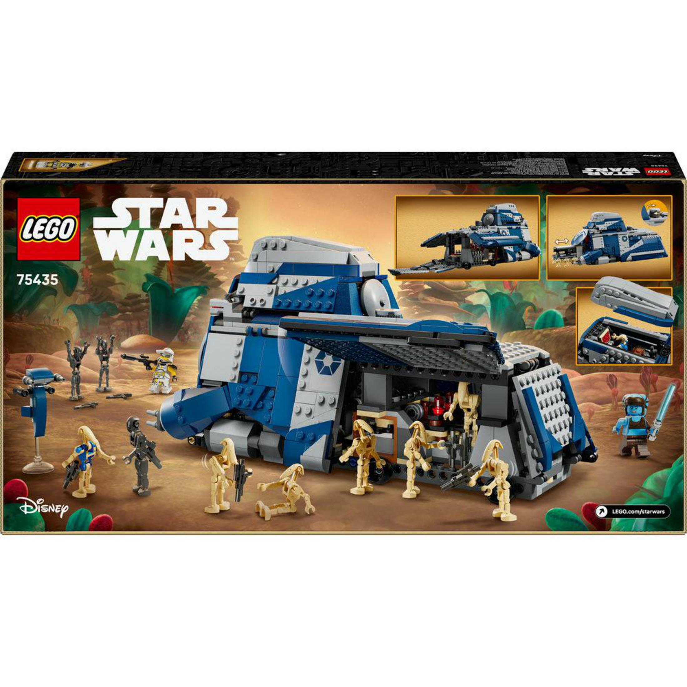 Set Lego Star Wars The Clone Wars con nave blu, minifigure e esercito di droidi.