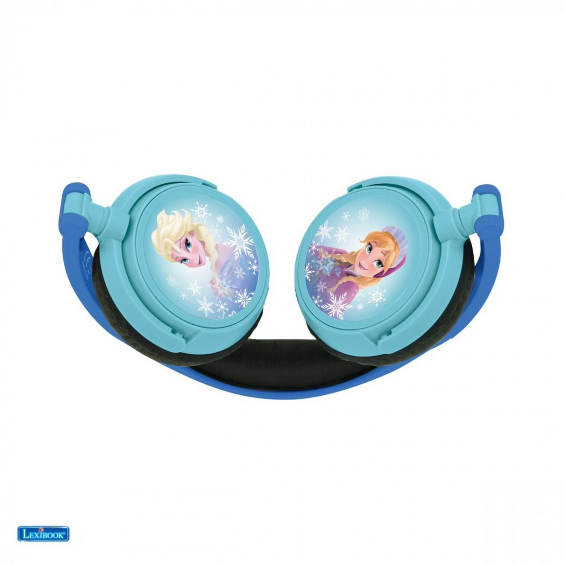 Cuffie azzurro chiaro con Elsa e Anna di Frozen e fiocchi di neve.