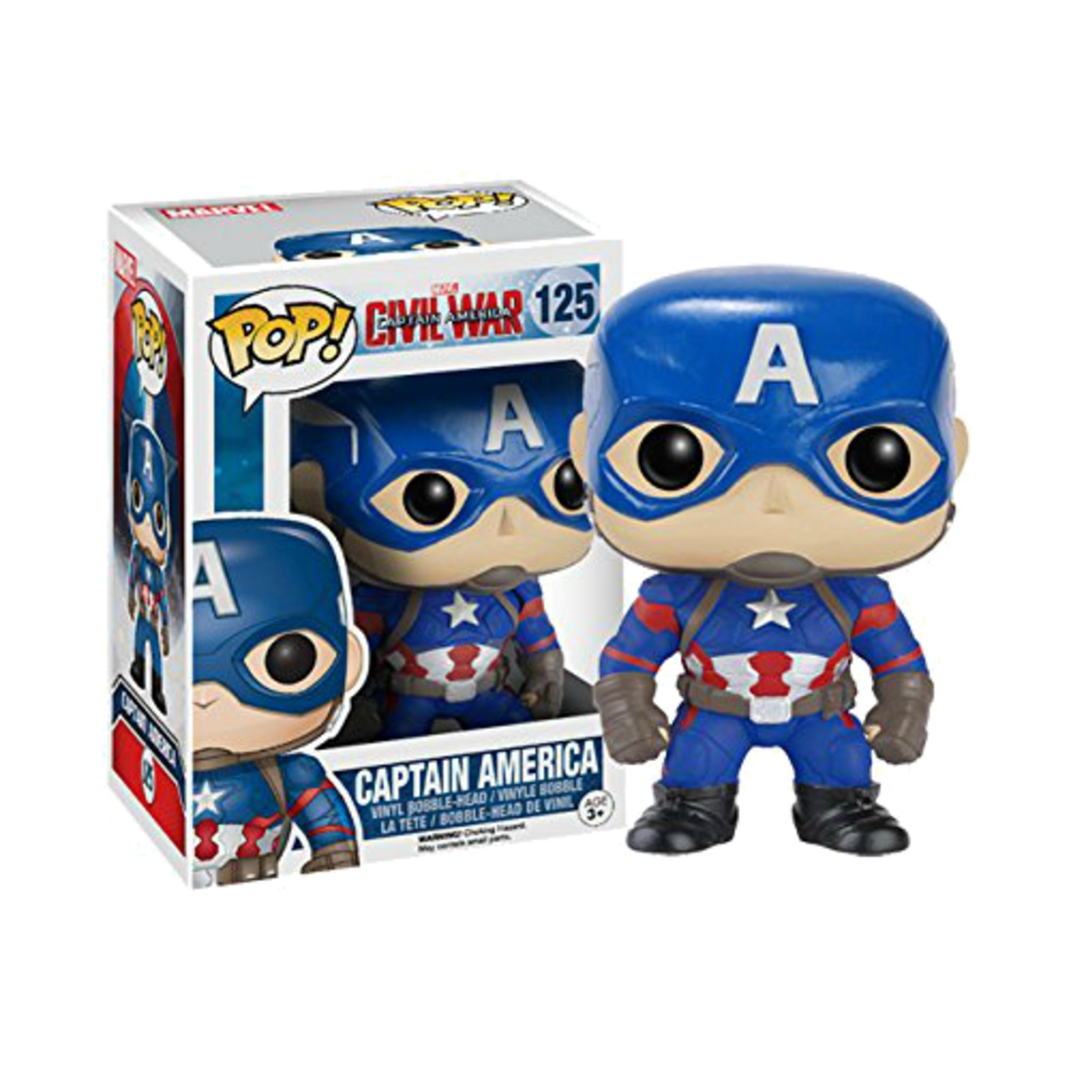 Action figure Funko Pop! Captain America con confezione Civil War.