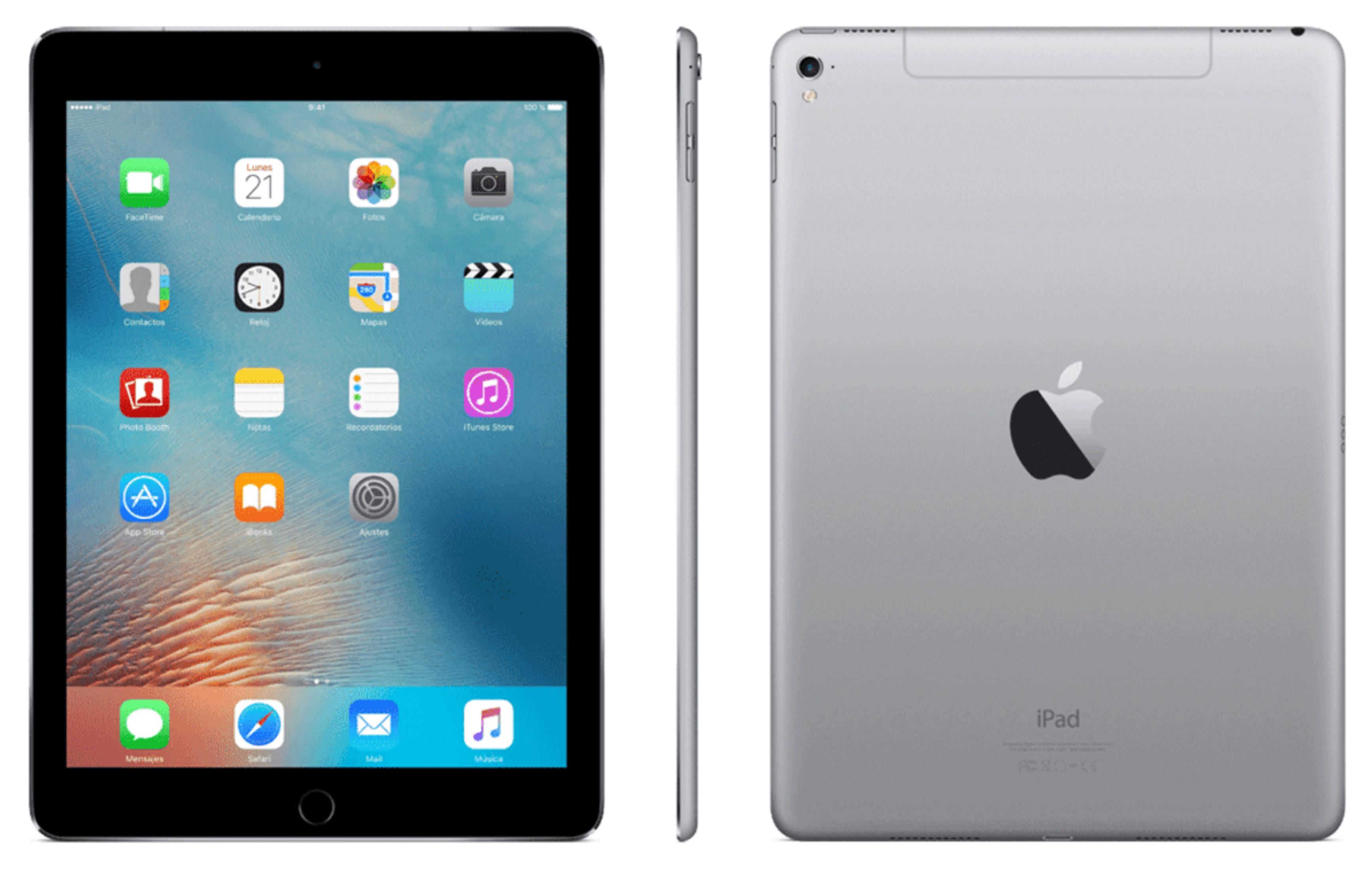 iPad argenté montrant des applications à l'avant et à l'arrière.