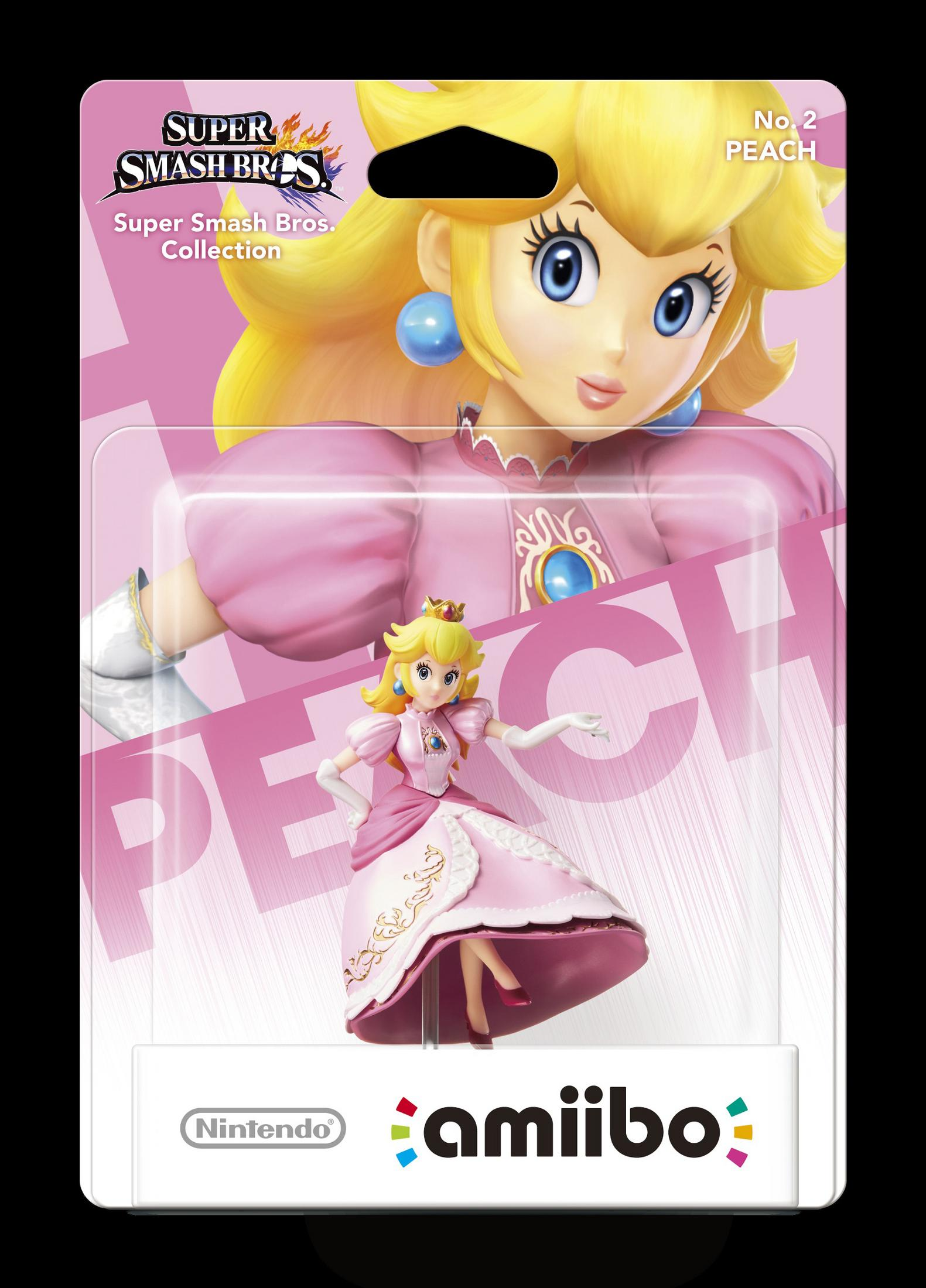 Figurine Amiibo Peach sous blister, Collection Super Smash Bros., Nintendo.