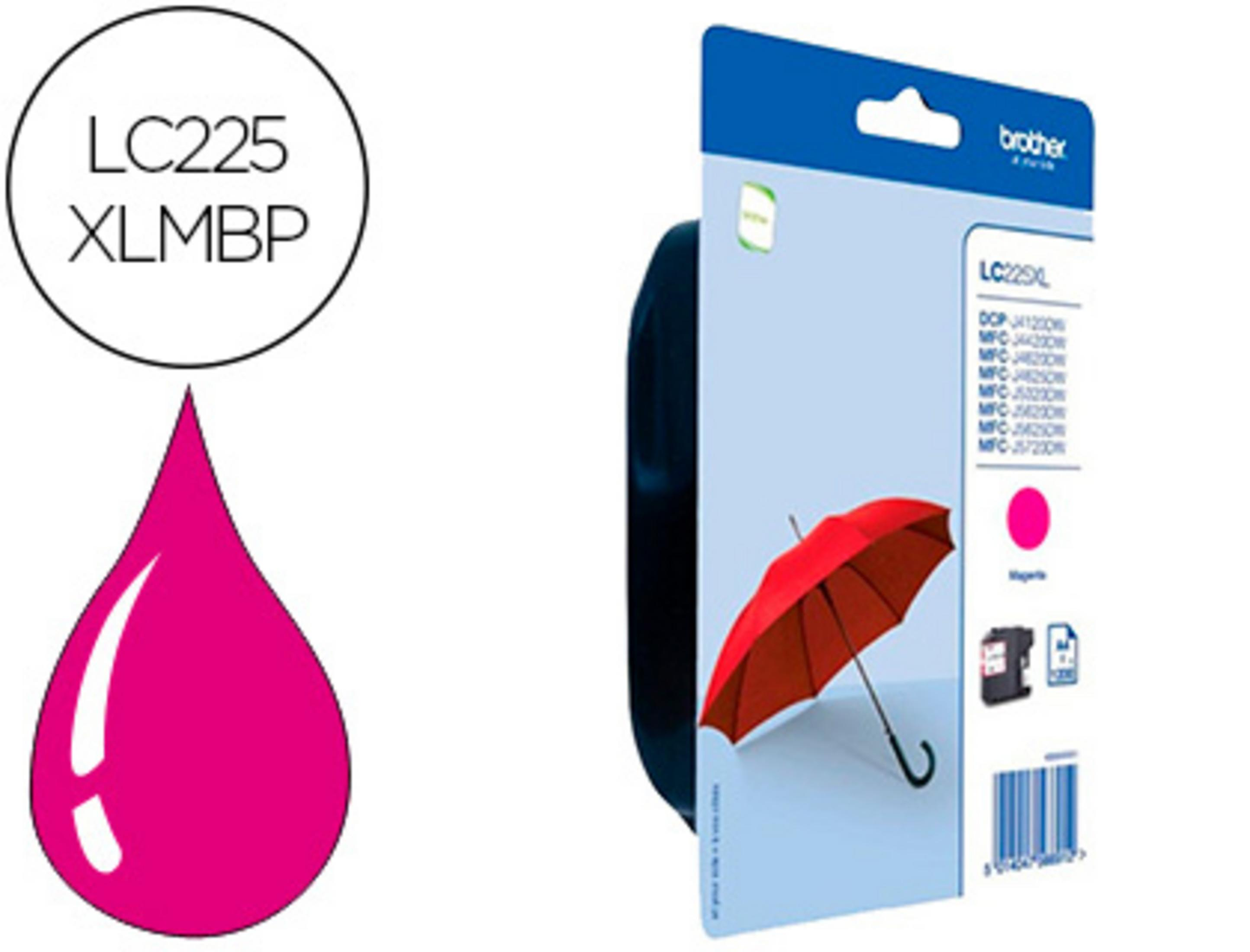Okrąg z napisem LC225 XLMBP i magenta wkład atramentowy z motywem parasola.