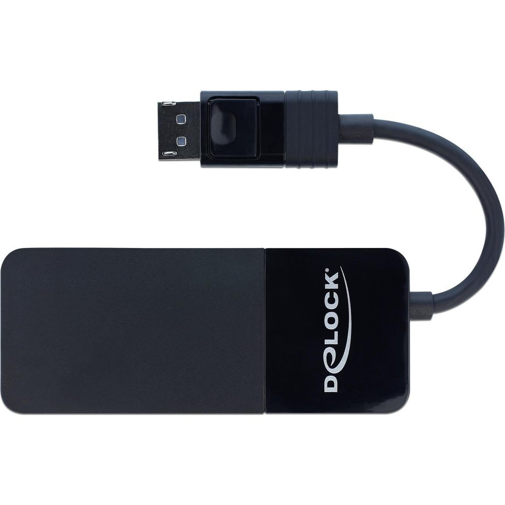 Ein schwarzer USB-Adapter mit einem Kabel und einem Stecker.