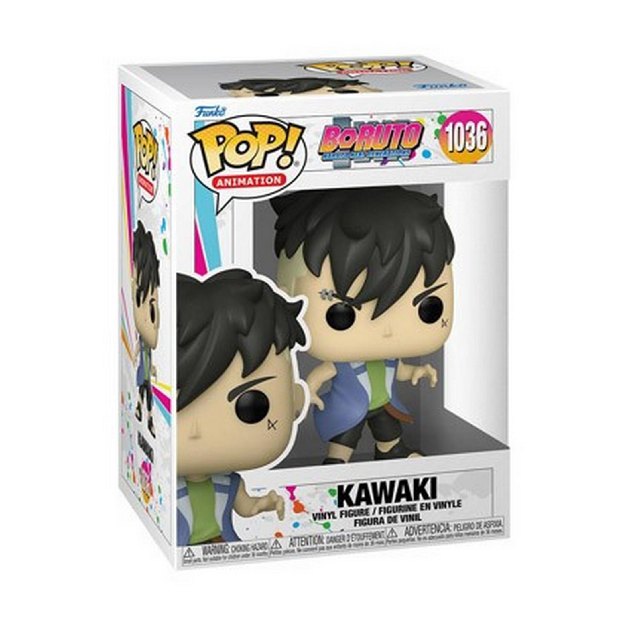 Action figure Funko Pop! Kawaki da Boruto, n. 1036, nella sua confezione.