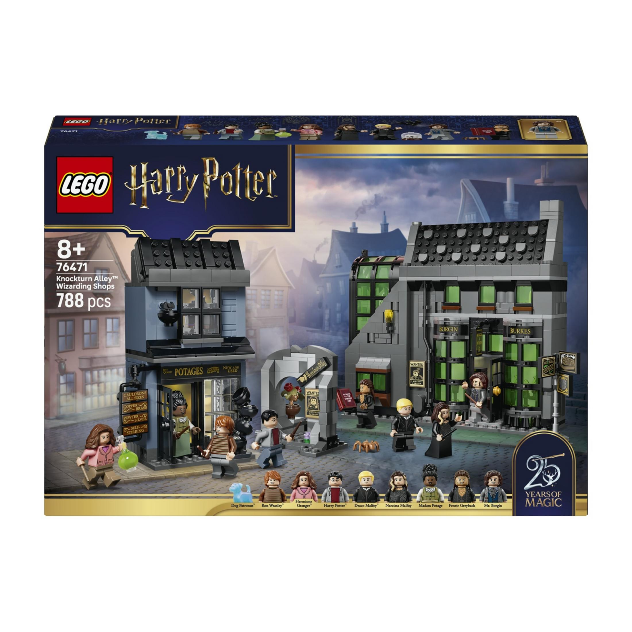 Set Lego Harry Potter Callejón Diagon con minifiguras y tiendas.