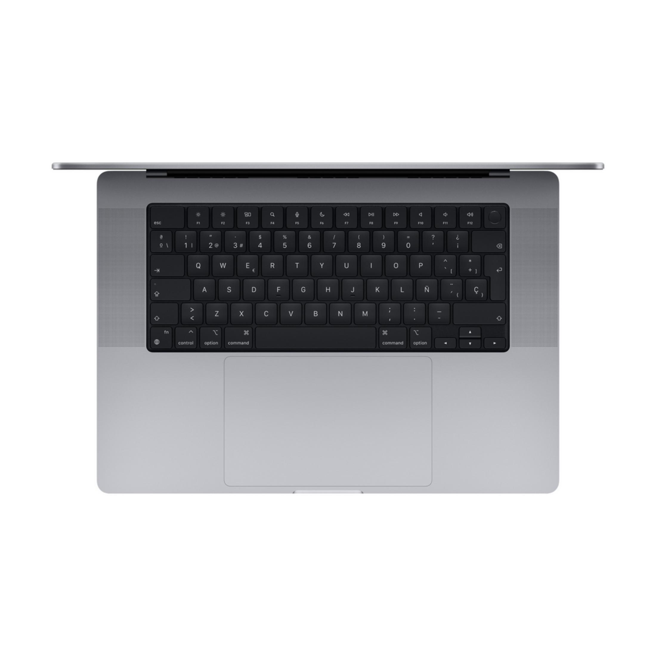 Un laptop d'argento, aperto, mostra tastiera e touchpad.