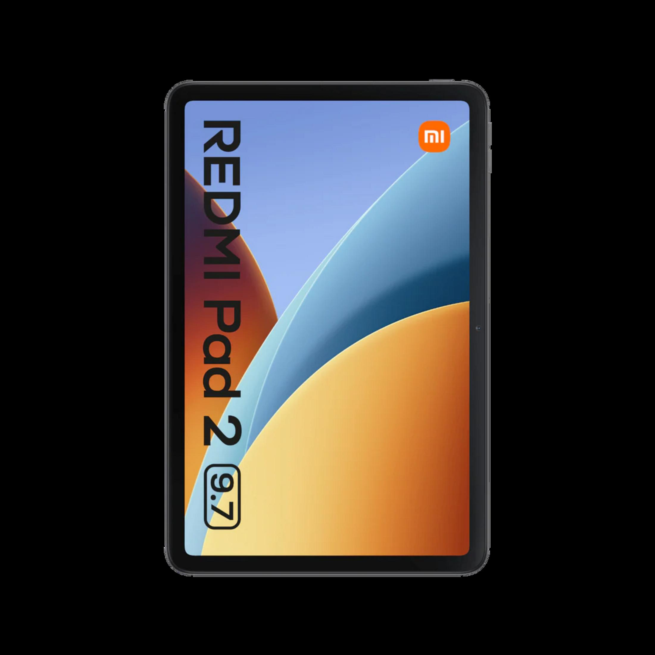 Un tablet nero con la scritta REDMI Pad 2 (9.7) e il logo Mi.