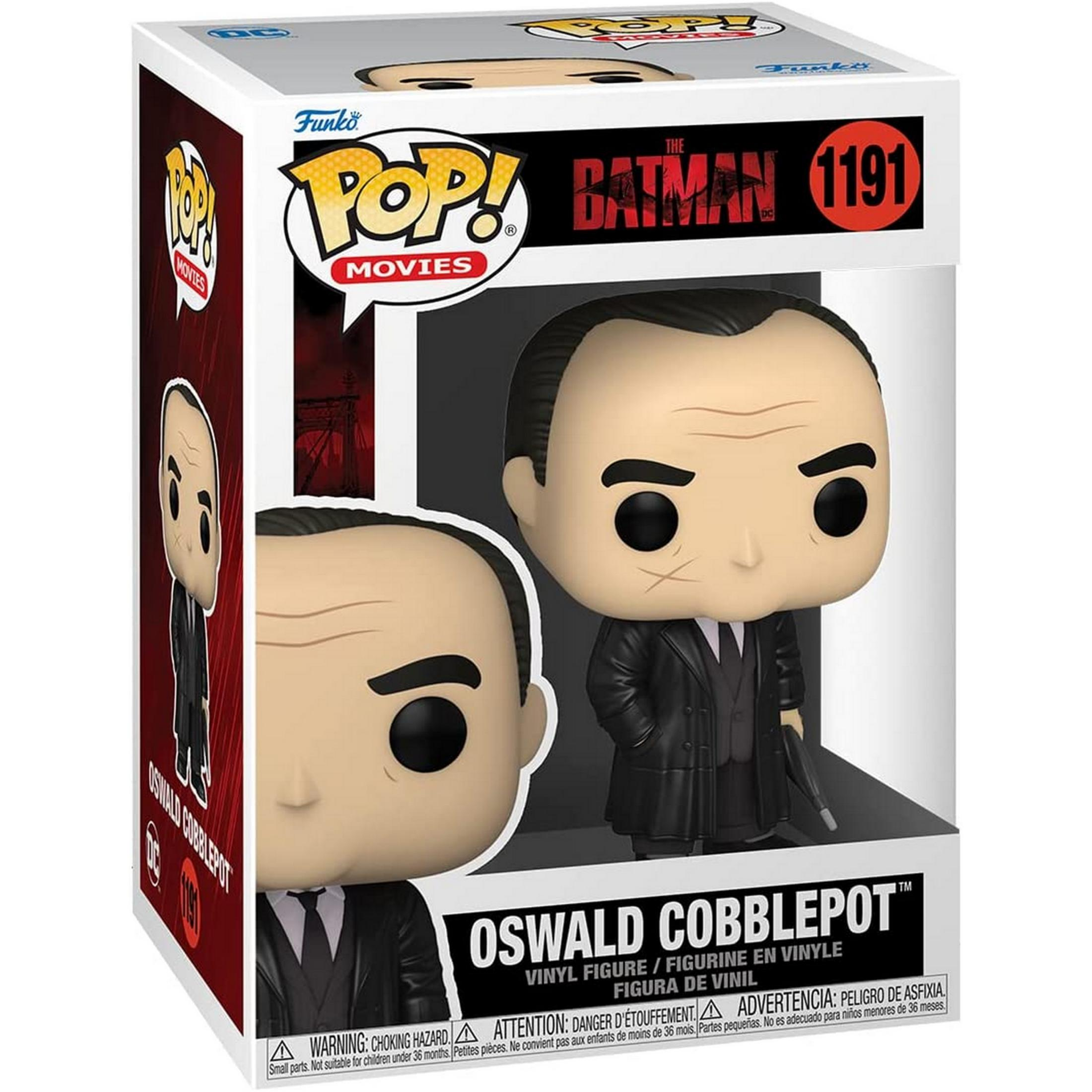 Action figure Funko Pop! in vinile di Oswald Cobblepot da Batman, con cappello e abito.
