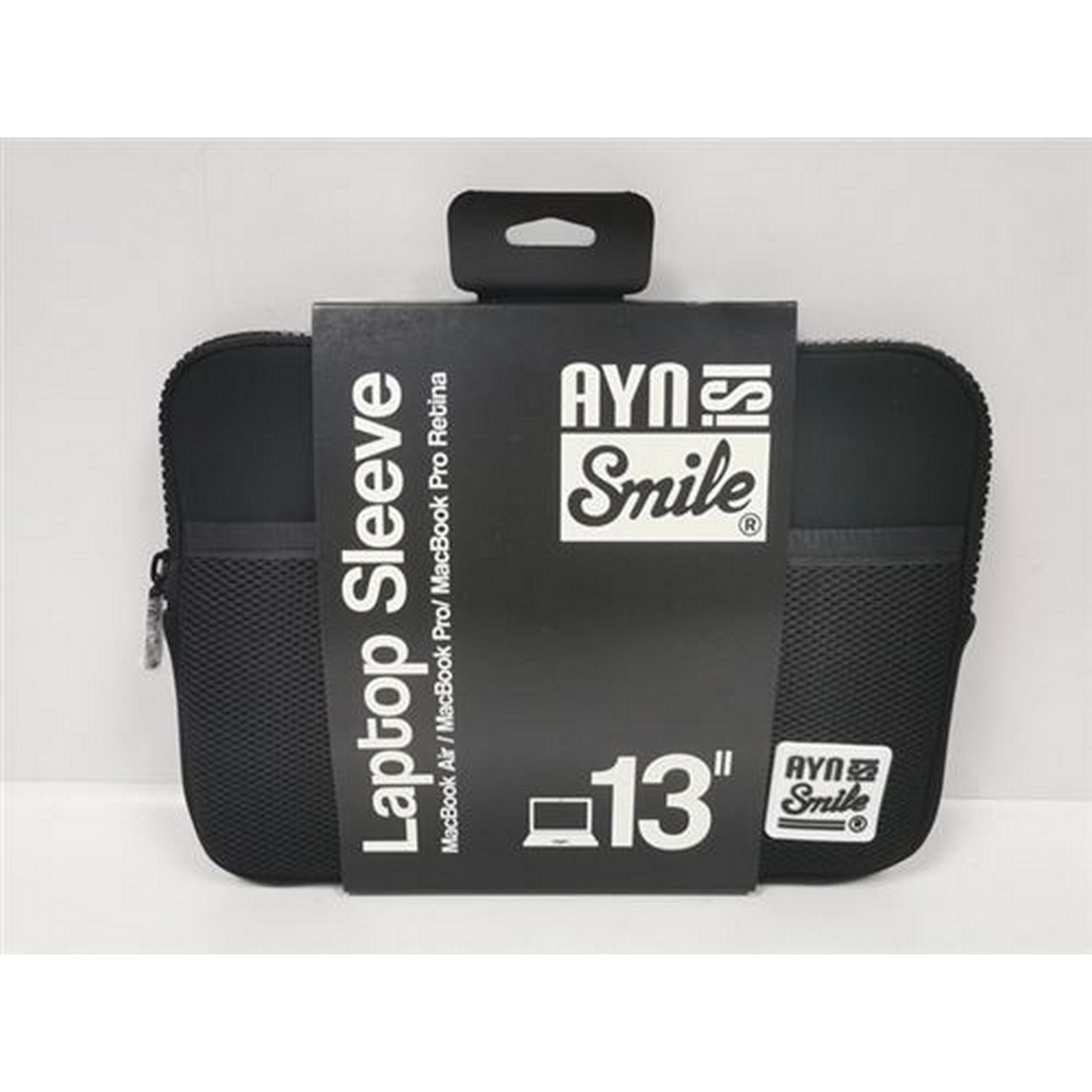 Custodia nera per laptop da 13 pollici, con logo "AYN Smile".