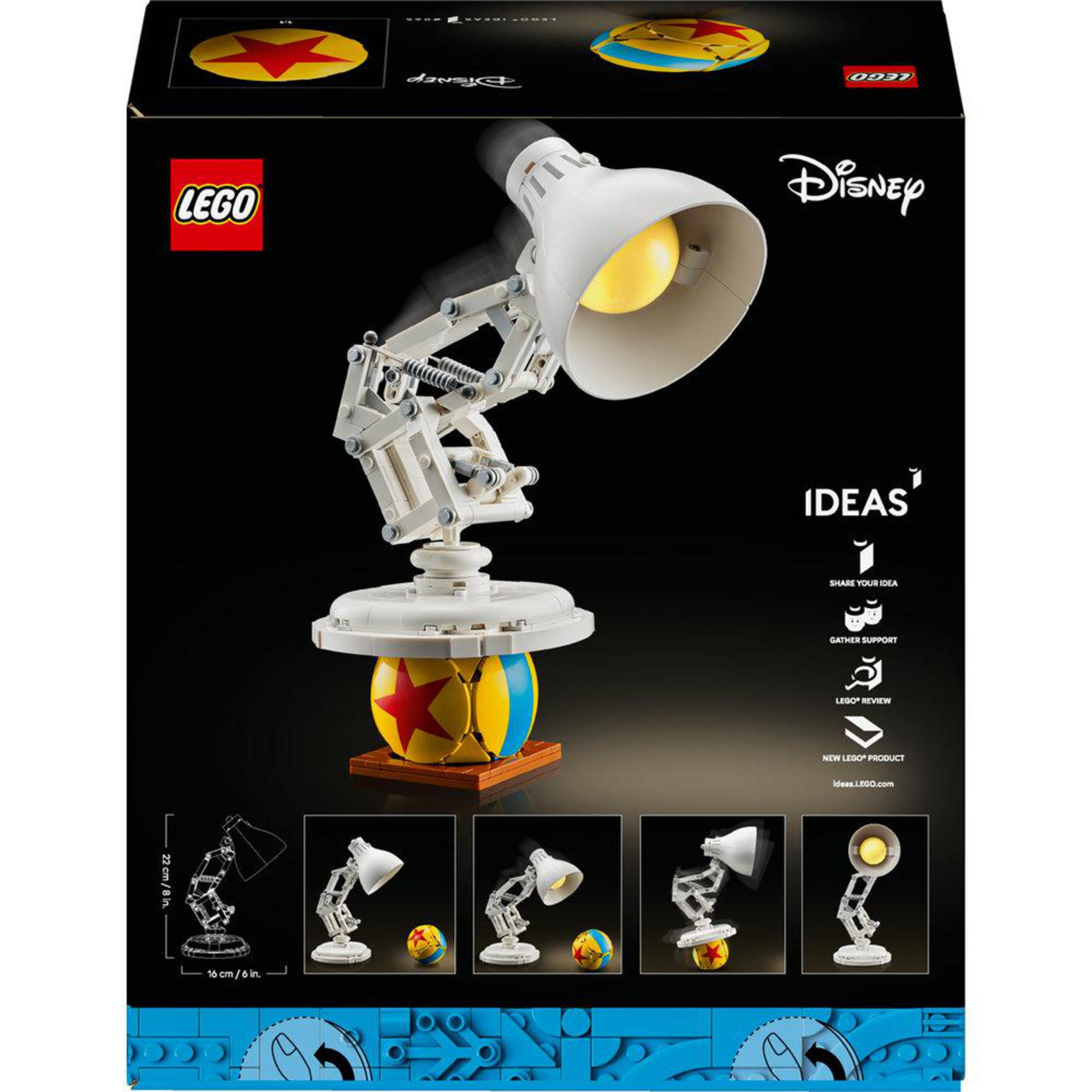 Set de lámpara Pixar de LEGO con pelota, medidas 22x16 cm.